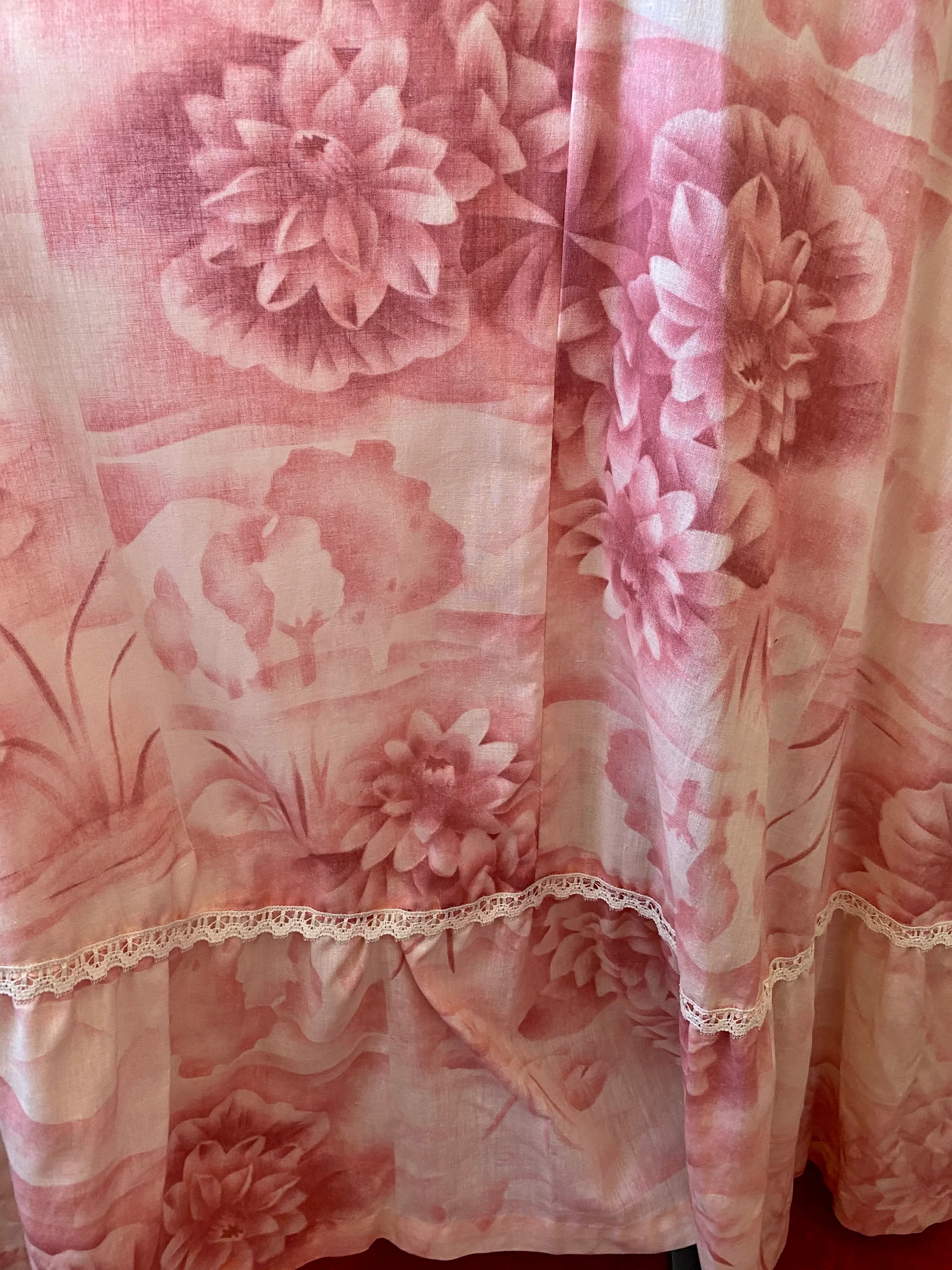 70s Pink Water Lily Boho Prairie Dress - Image 5