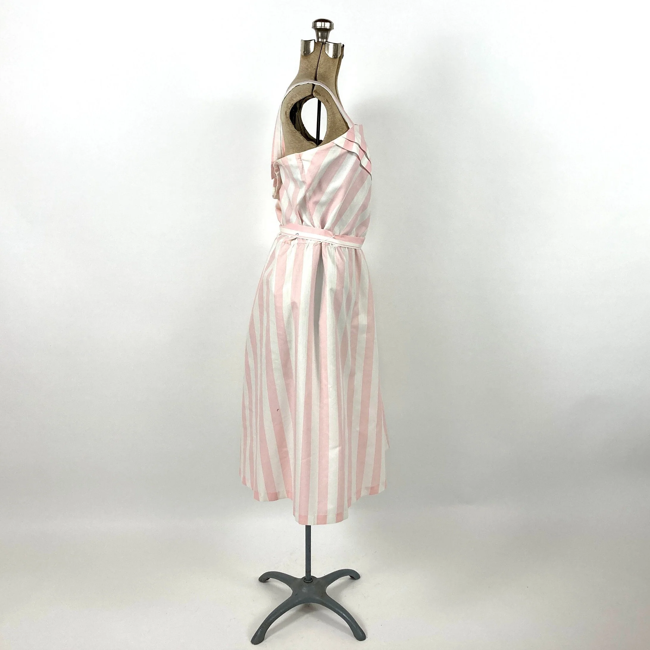 70s Pink White Chevron Dress Sleeveless Striped Party Sundress Vintage Sun Dress by J.m. Ii - Image 6
