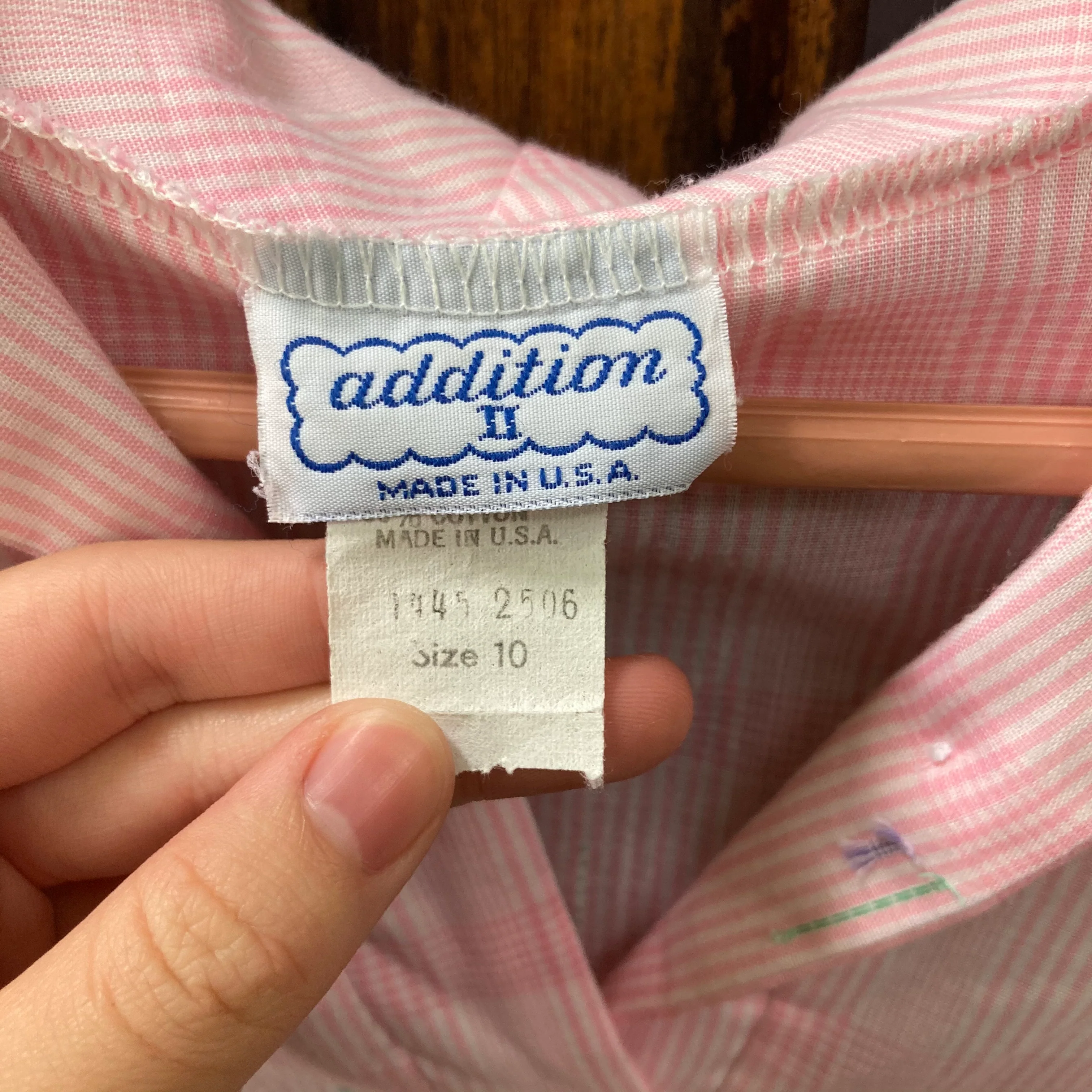 70s Plaid Collar Shirt With Pastel Embroidery Applique By Addition I I - Image 4