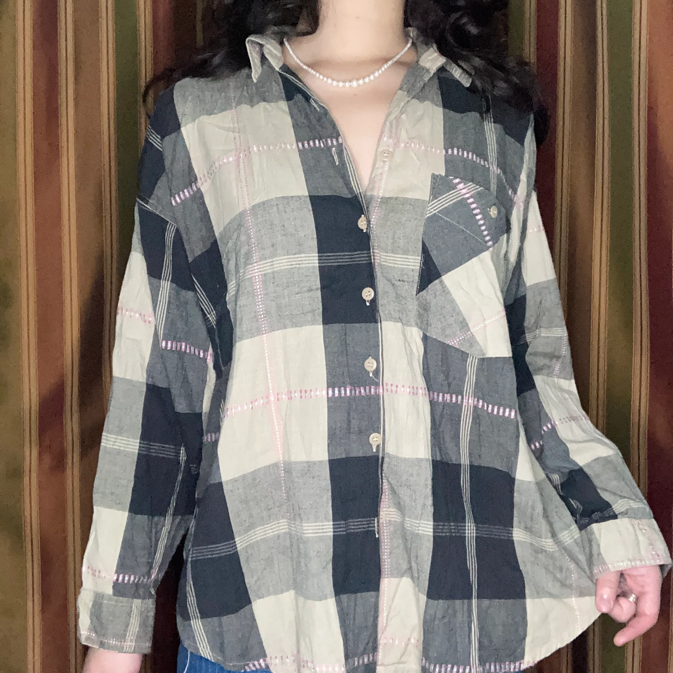70s Plaid Emberoidered Button Down Flannel Shirt By Leads - Image 2