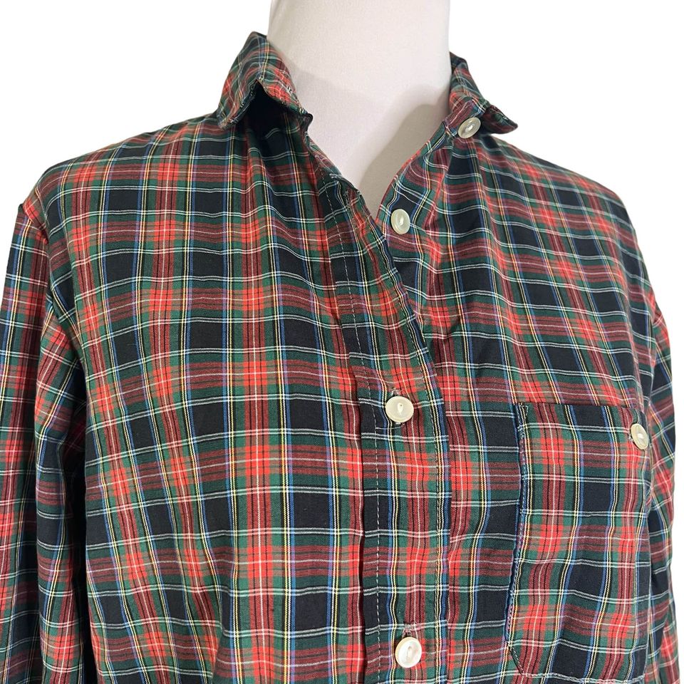 70s Plaid Green And Red Button Down Blouse By Fanny Fitz - Image 3