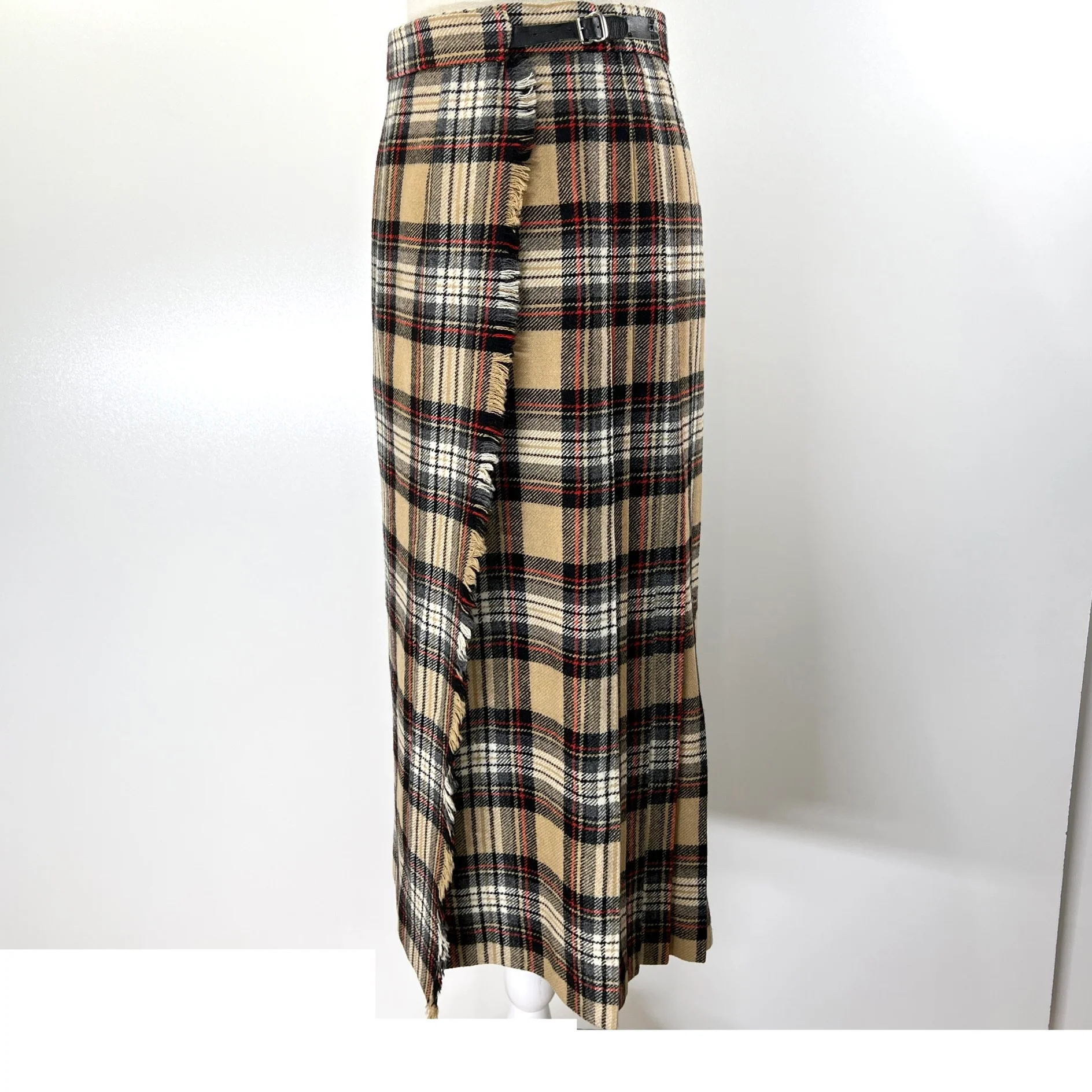 70s Plaid Irish Wool Wrap Skirt Tarten Light Academia By Brendella - Image 5