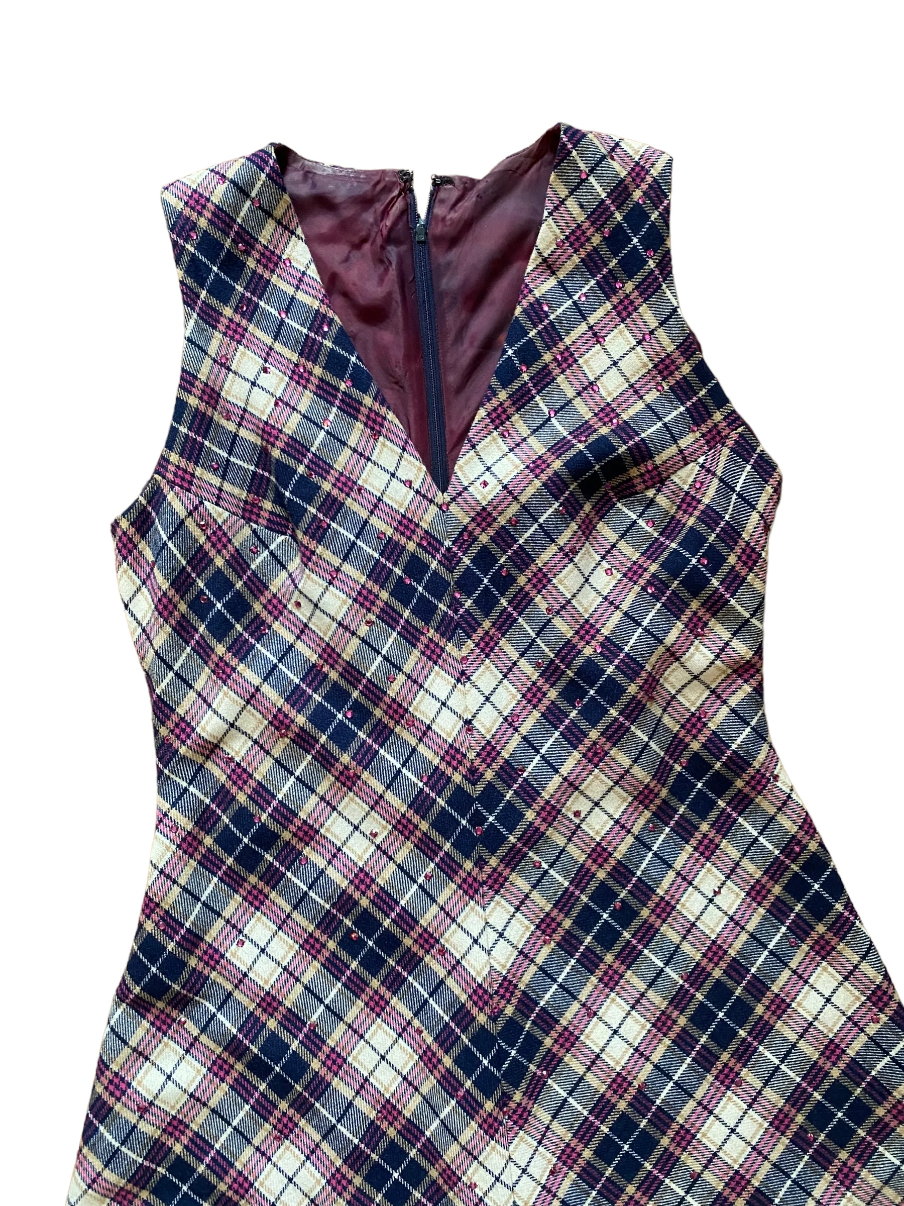70s Plaid Maxi Dress With Amethyst Rhinestones - Image 6