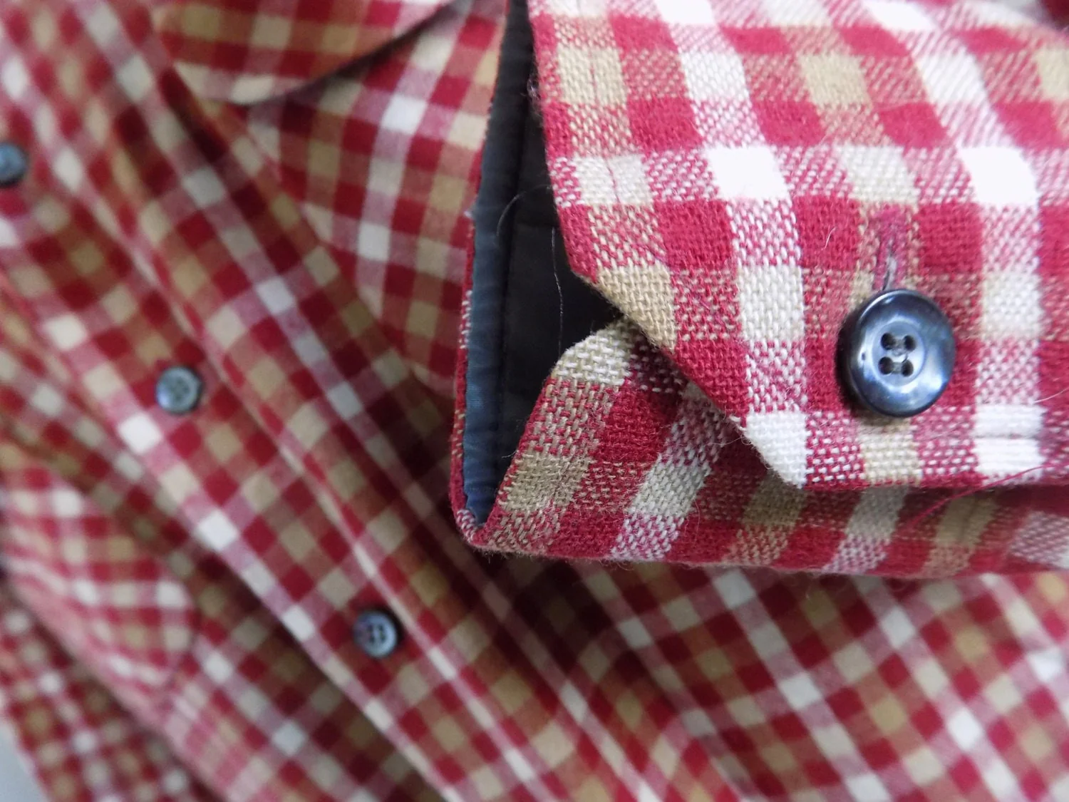 70s Plaid Wool Acrylic Semi-Lined Shirt with 2 Flap Breast Pockets M S 14 1 2 Neck by David Homison - Image 3