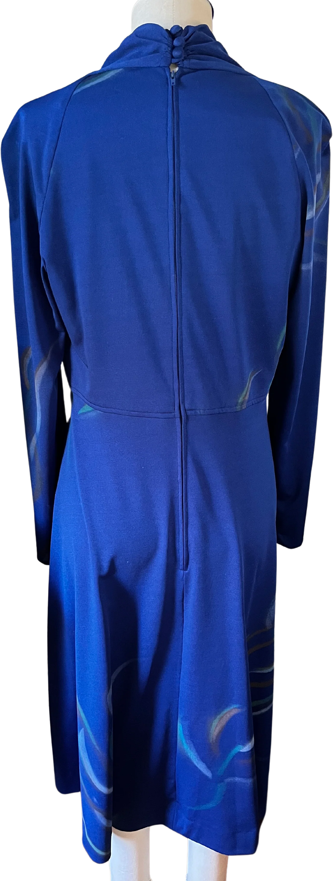 70s Plunge Diamond Neckline Retro Dress By Leslie J - Image 2