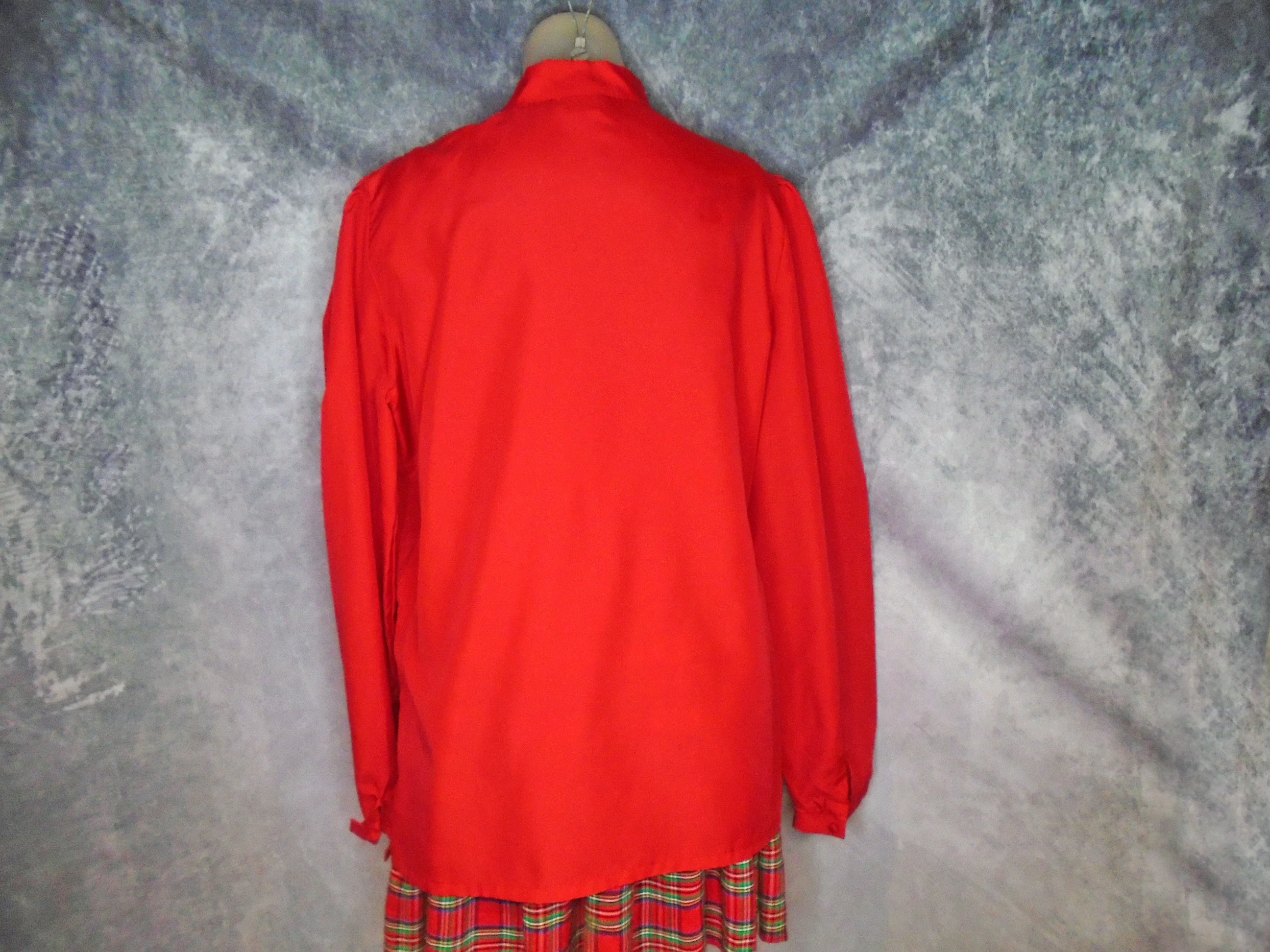 70s Plus Size Red Blouse Holiday Top With Tie Belt By Bryn Mawr Bobbie Brooks - Image 2