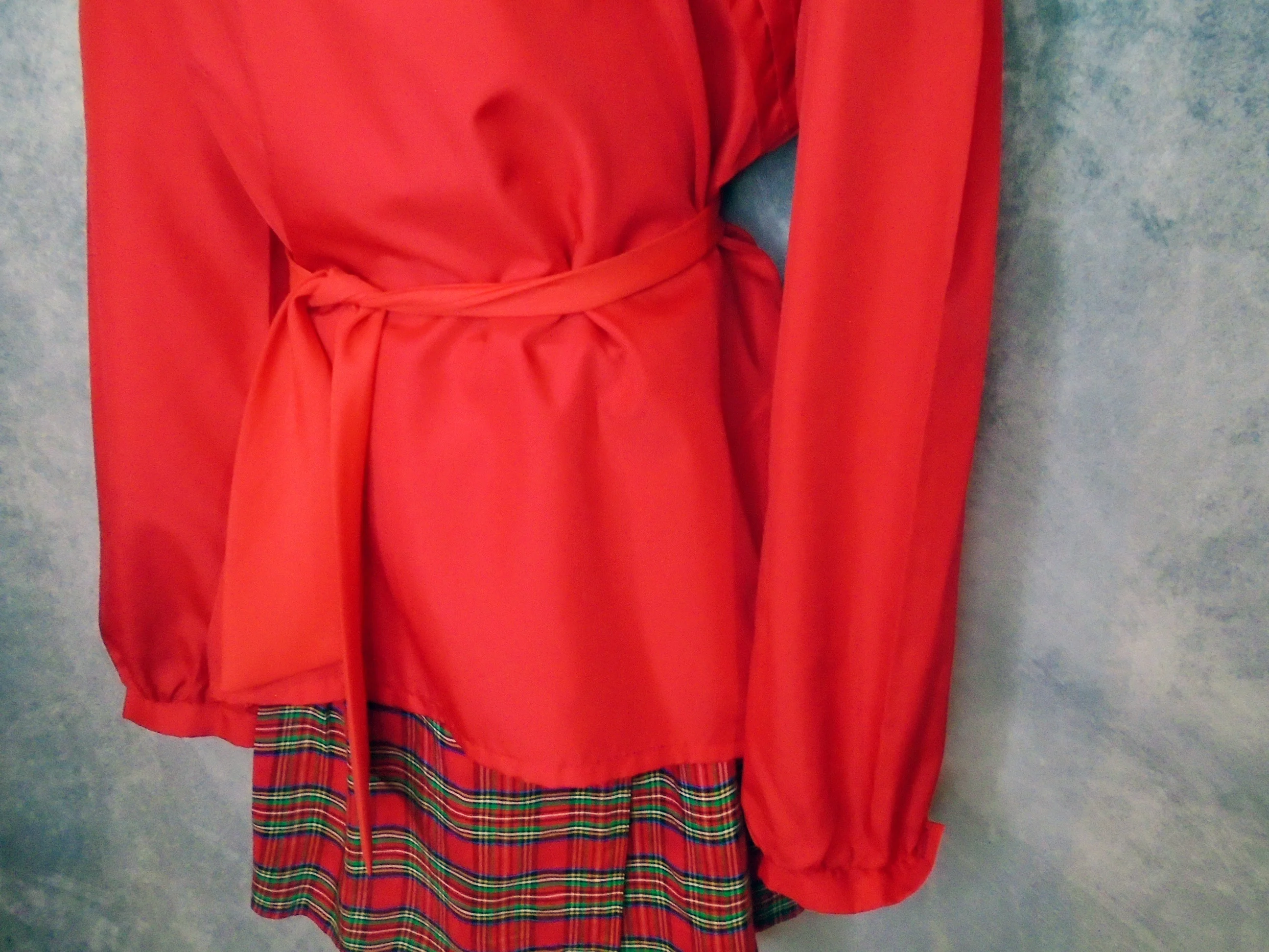 70s Plus Size Red Blouse Holiday Top With Tie Belt By Bryn Mawr Bobbie Brooks - Image 6