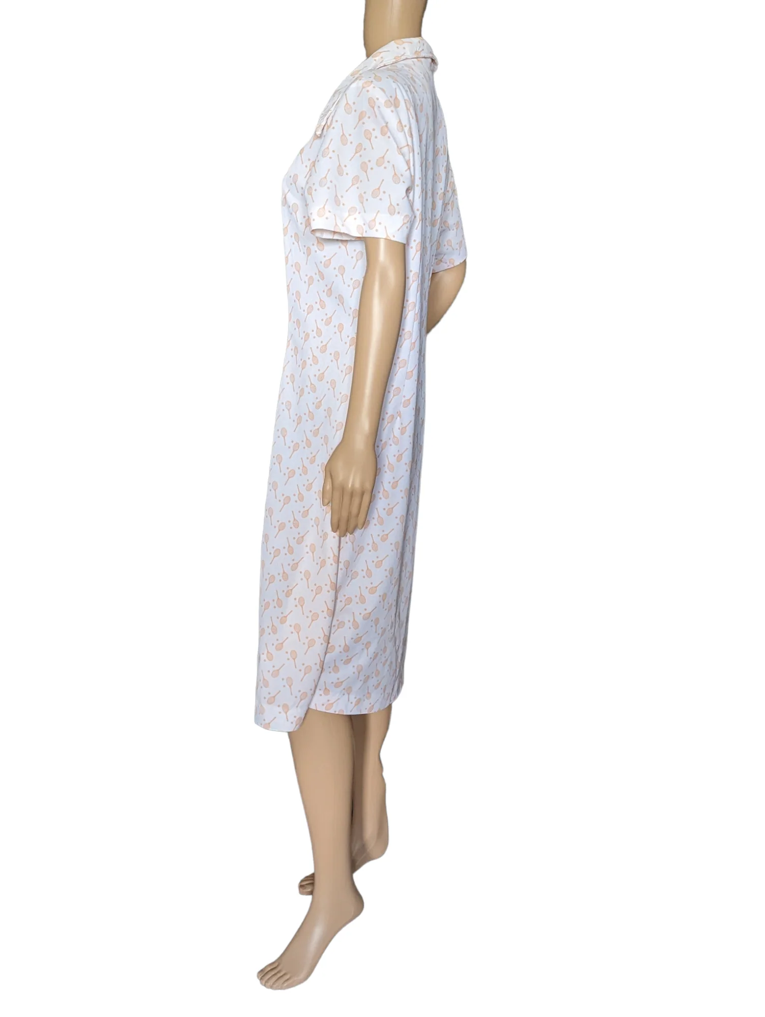 70s Pointy Collar Racquet Print Tennis Dress Size 18 By Lane Bryant - Image 4