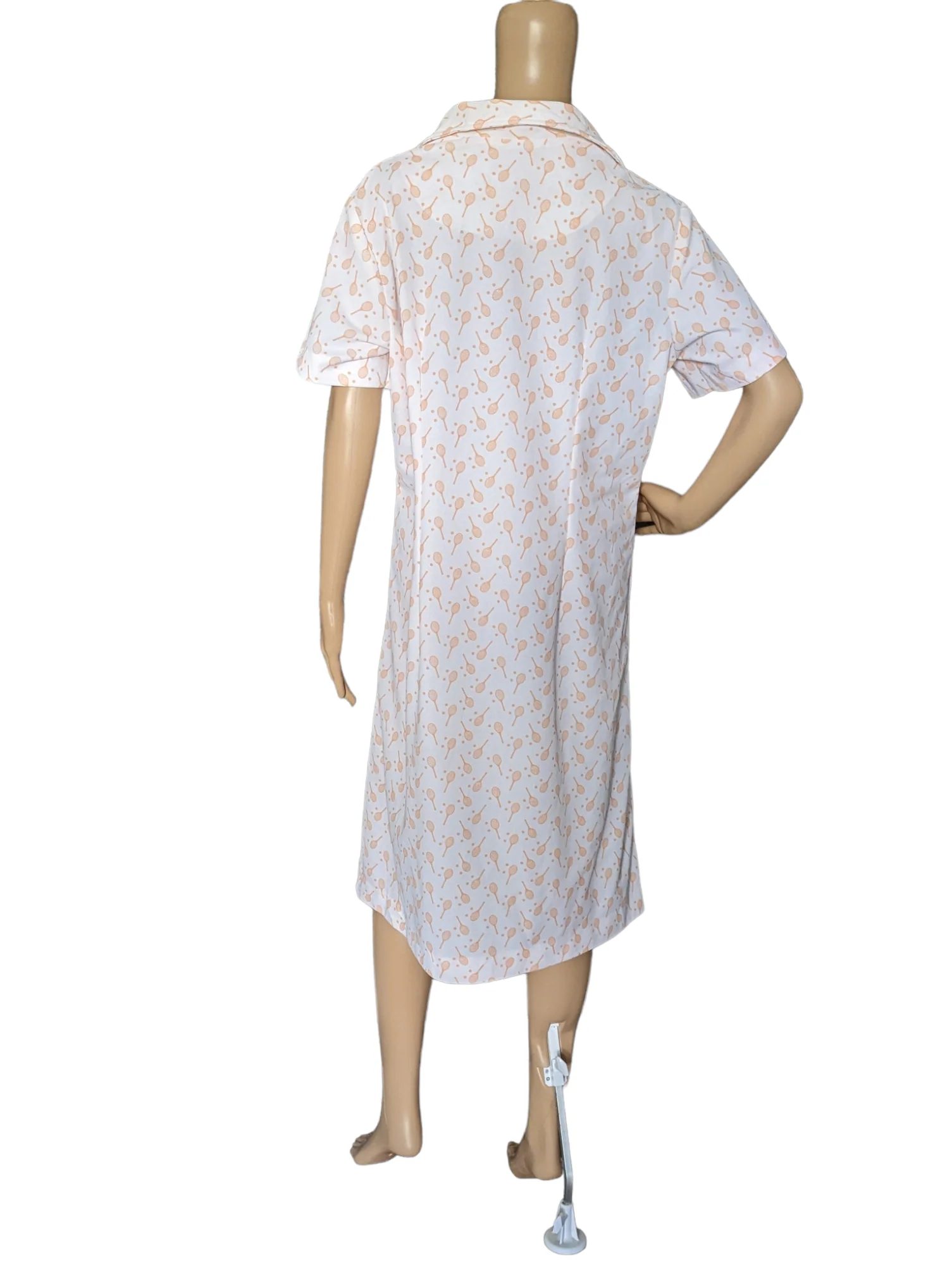 70s Pointy Collar Racquet Print Tennis Dress Size 18 By Lane Bryant - Image 5