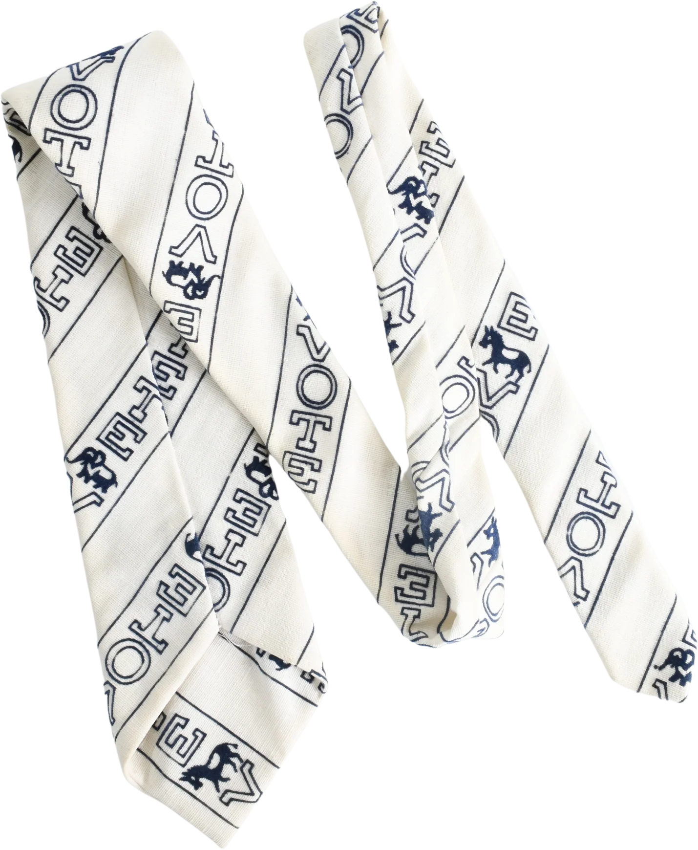 70s Political Vote Flocked Blue White Wide Necktie - Image 2