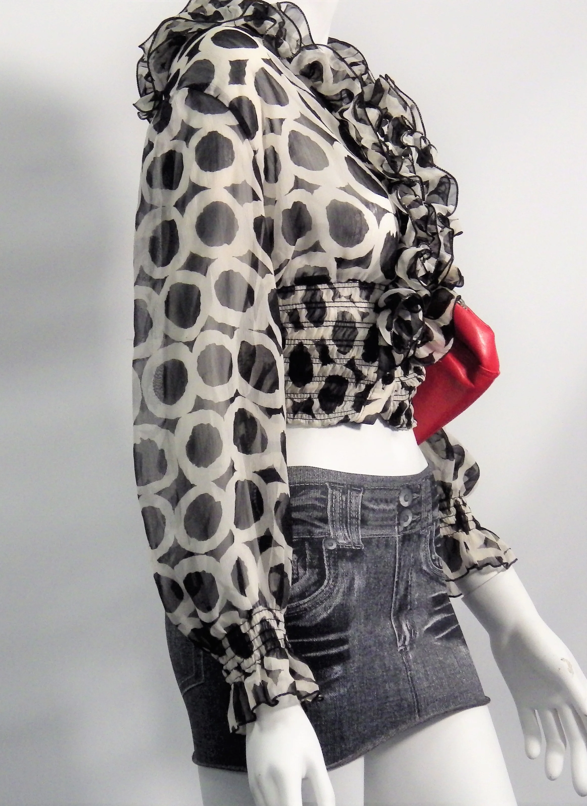 70s Polka Dot Chic Ruffled Blouse By C.o.c - Image 3