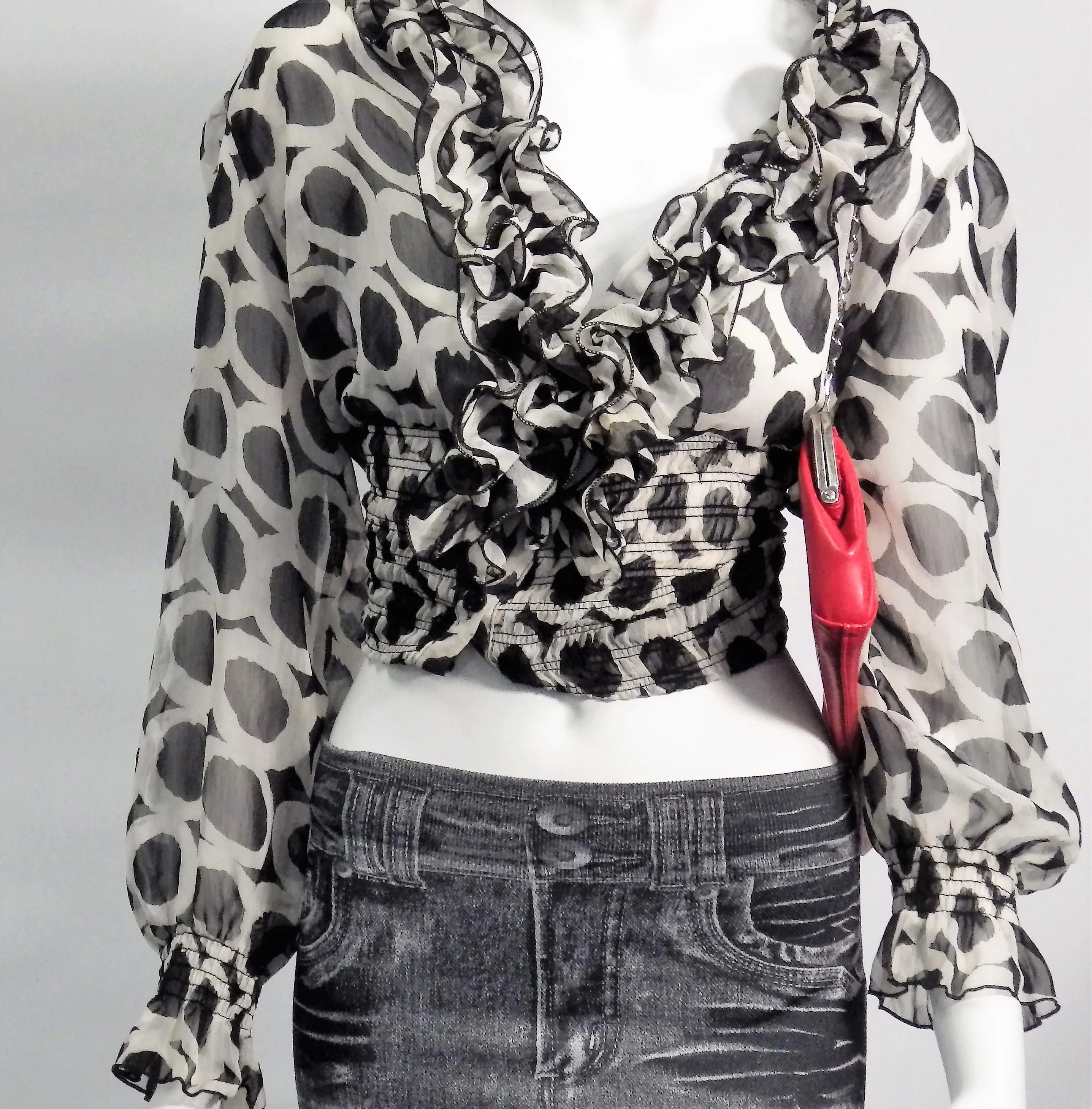 70s Polka Dot Chic Ruffled Blouse By C.o.c - Image 4
