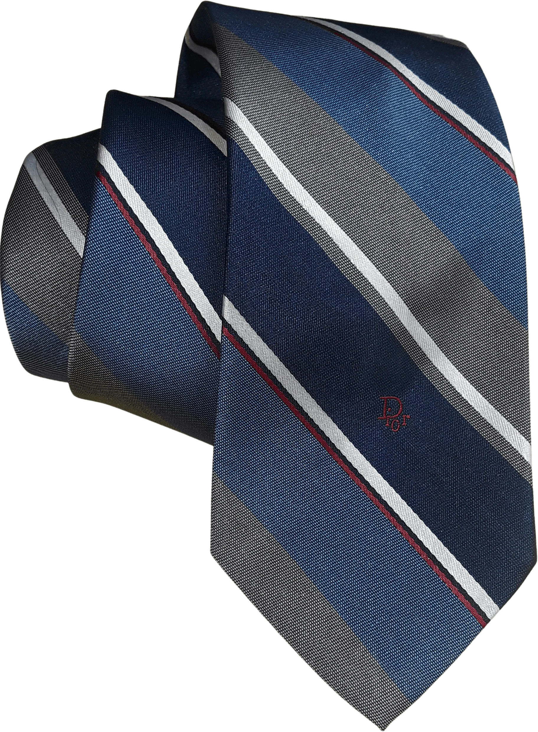 80's Blue Striped Tie by Christian Dior