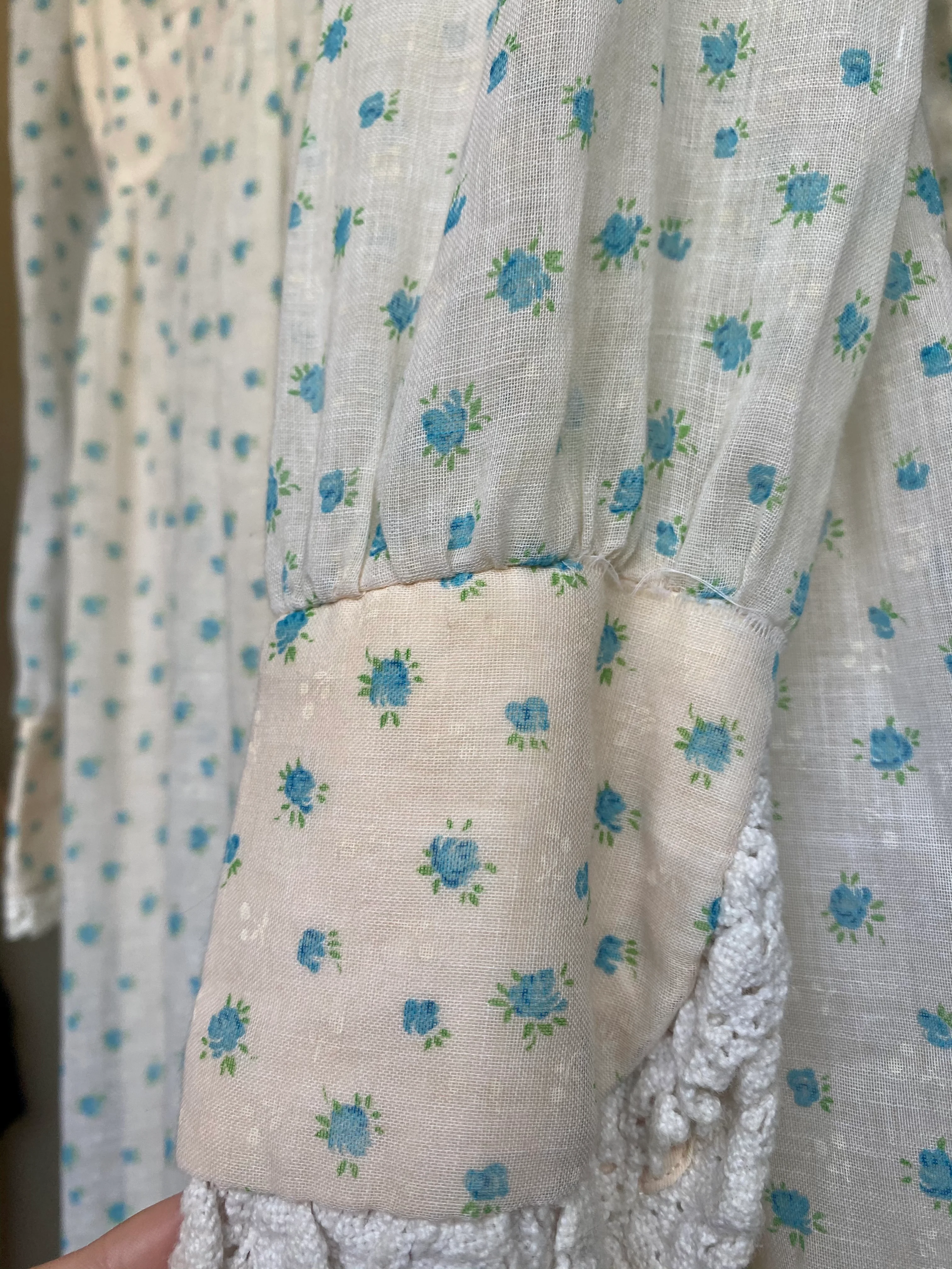 70s Prairie Western Maxi Dress With Blue Floral Print - Image 6
