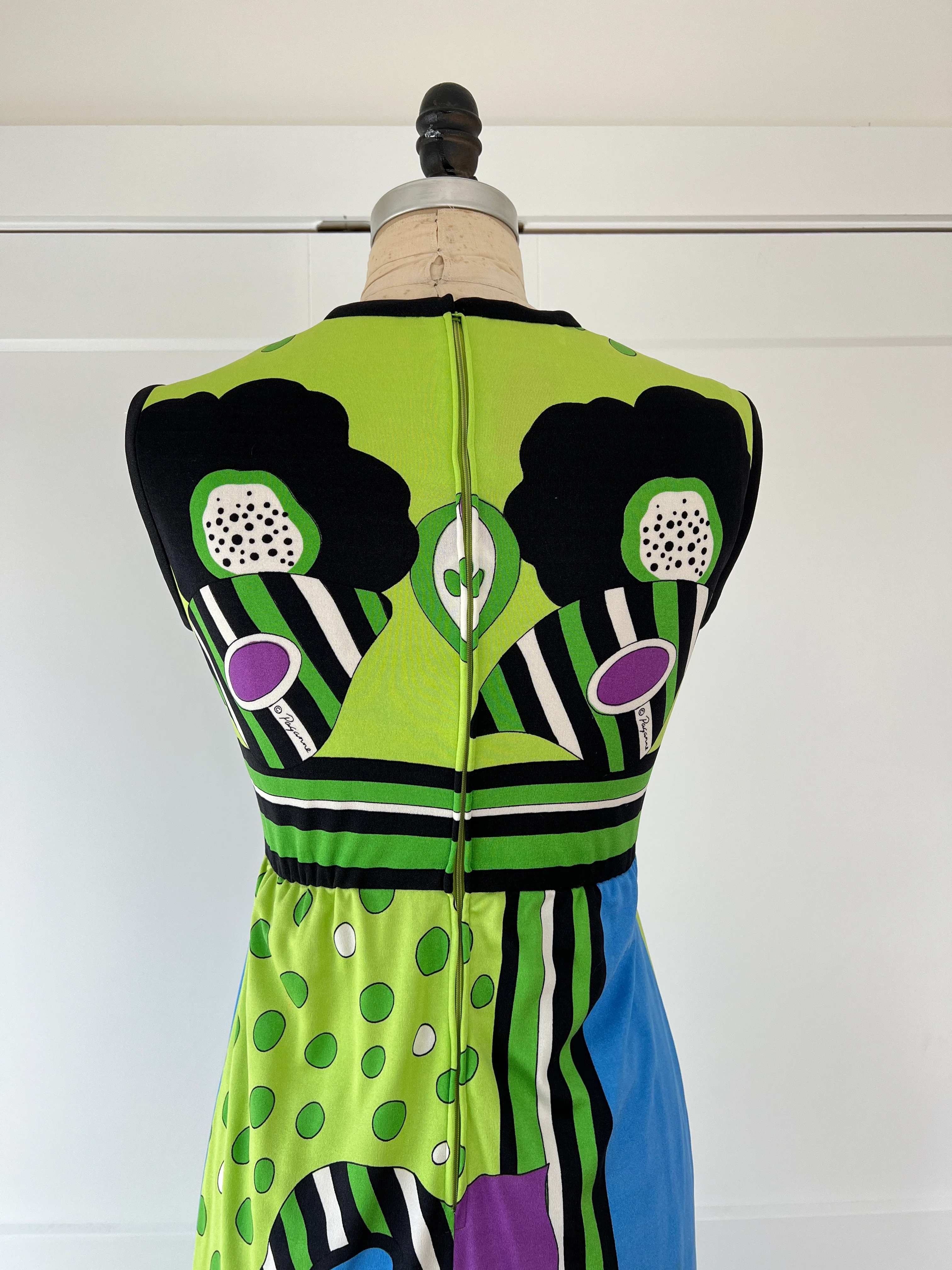 70s Psychedelic Floral Geometric Maxi Dress By Paganne - Image 5