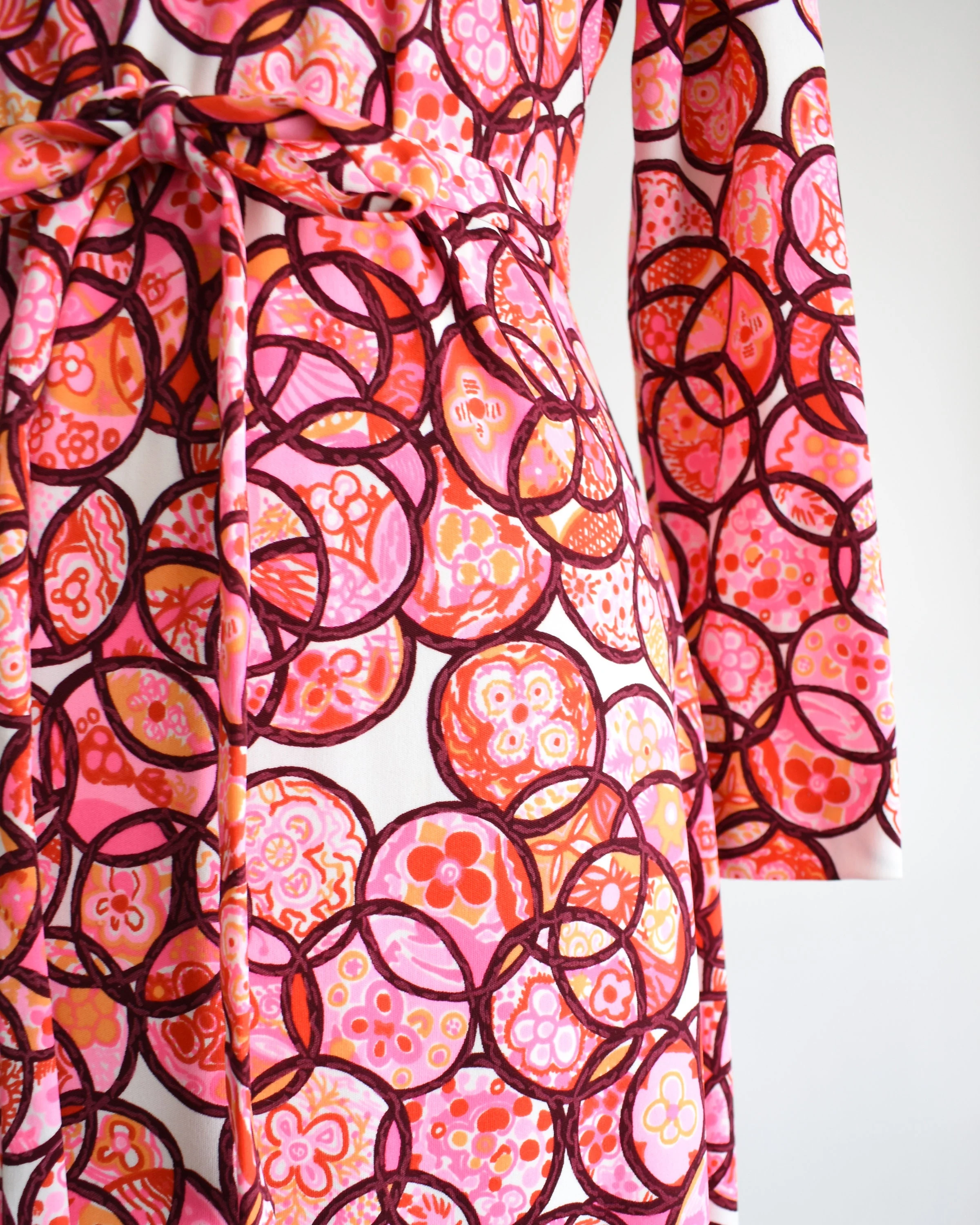 70s Pink And White Floral Psychedelic Maxi Dress - Image 7