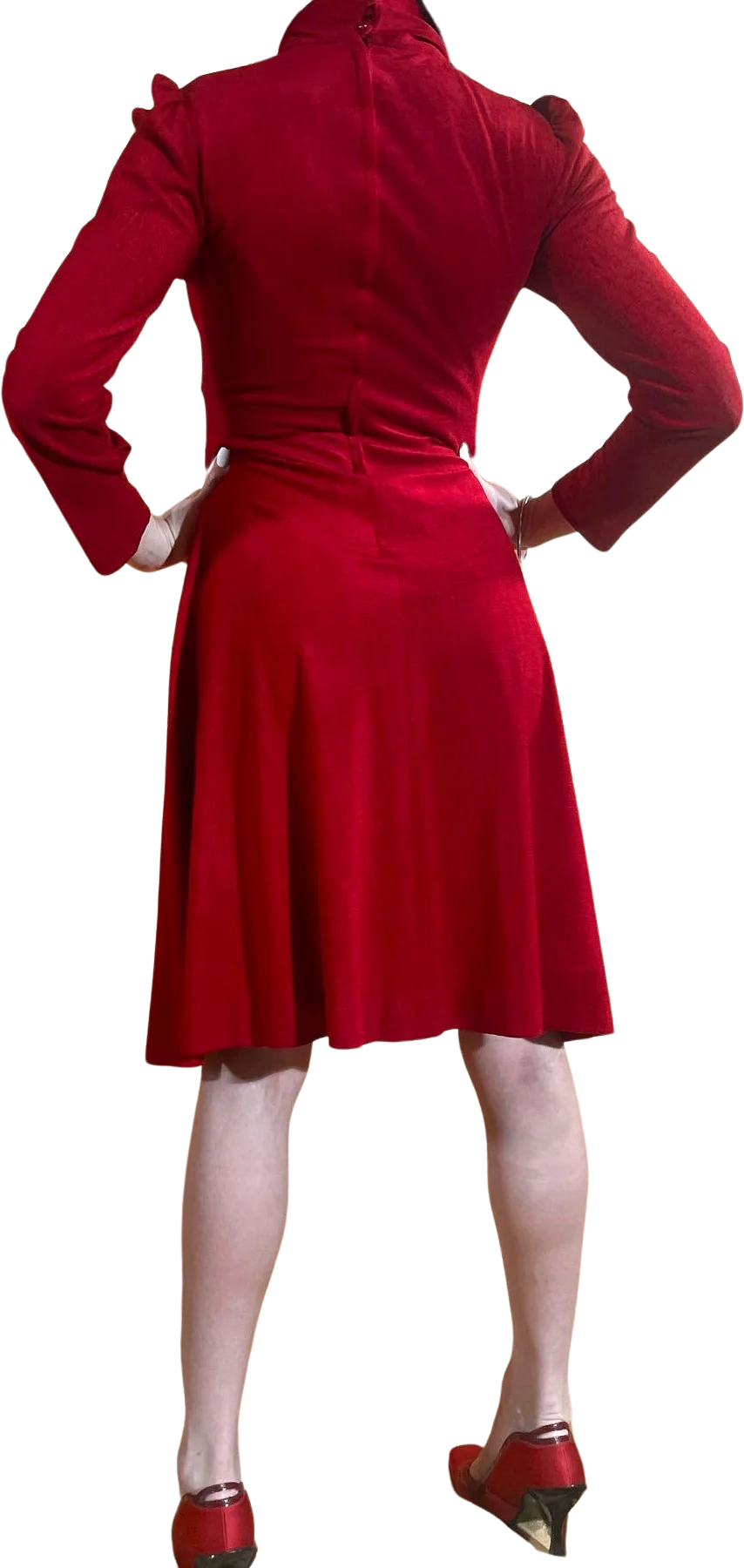 70s Puritan Cottage Blood Red Riding Hood Dress By House of She - Image 2