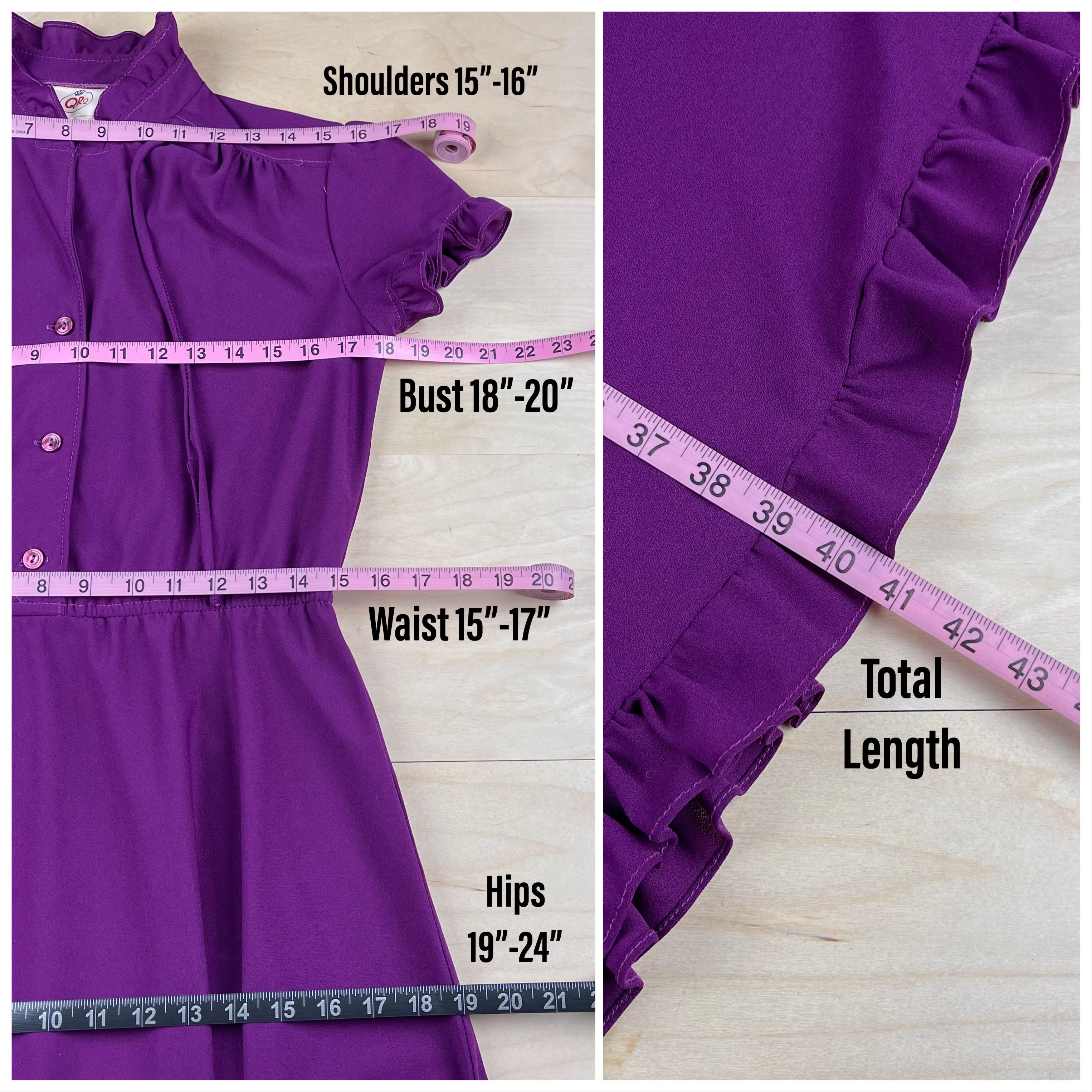 70s Purple Chiffon Ruffle Short Sleeve Dress By Qr2 - Image 8