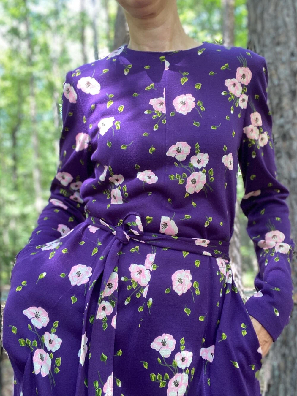 70s Purple Floral Dress By Diane von Furstenberg - Image 3