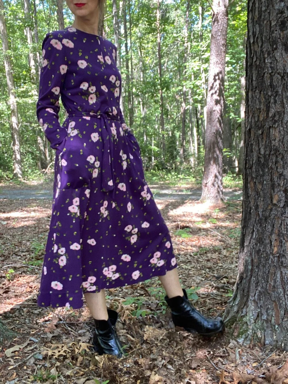 70s Purple Floral Dress By Diane von Furstenberg - Image 4