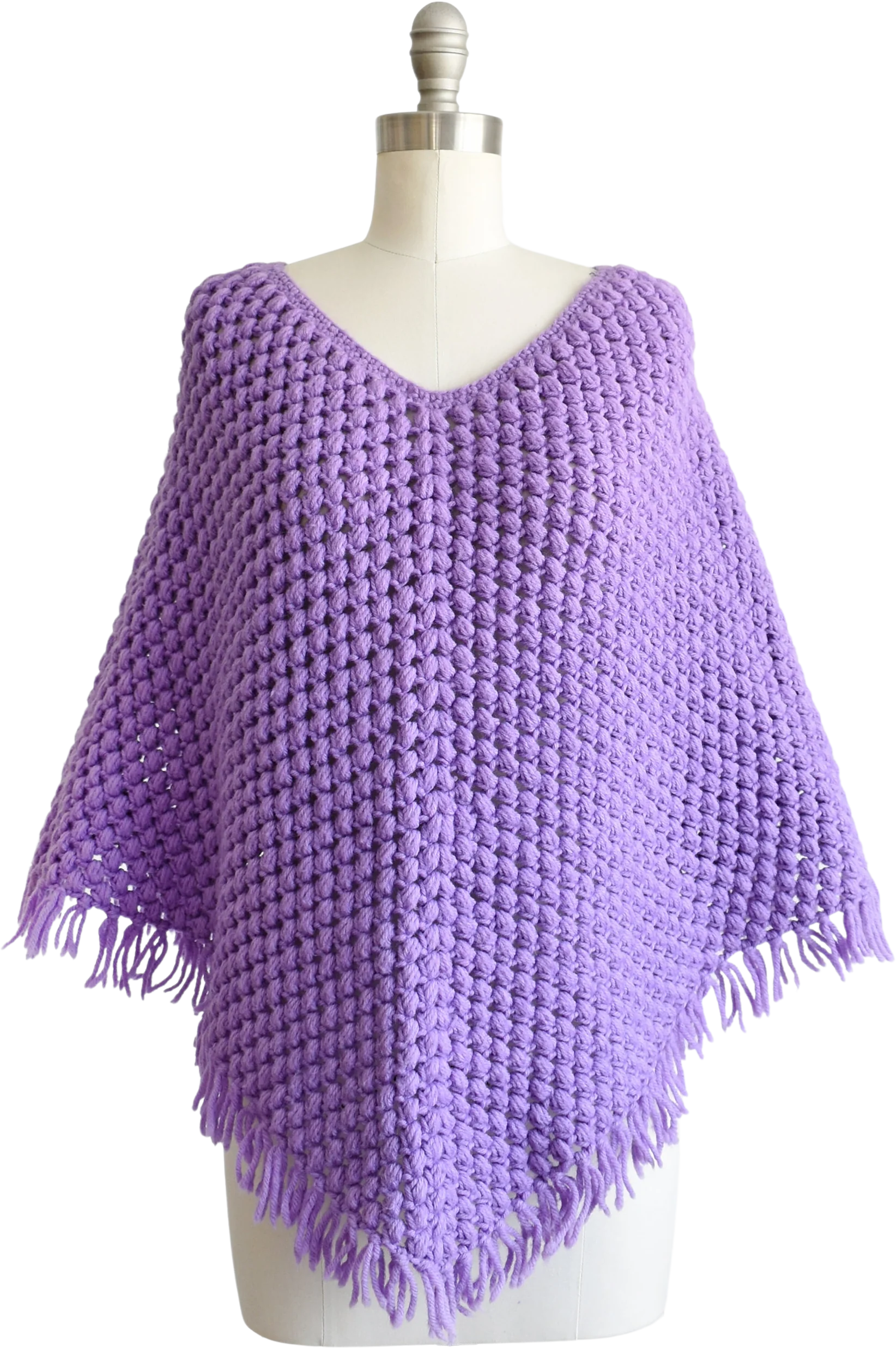 70s Purple Poncho Vintage 70s Poncho, Fringed Sweater Cape Shawl