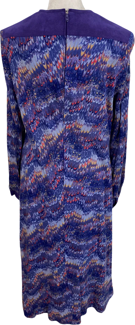 70s Purple Psychedelic Cutout Neck Shift Dress By Abe Schrader - Image 2