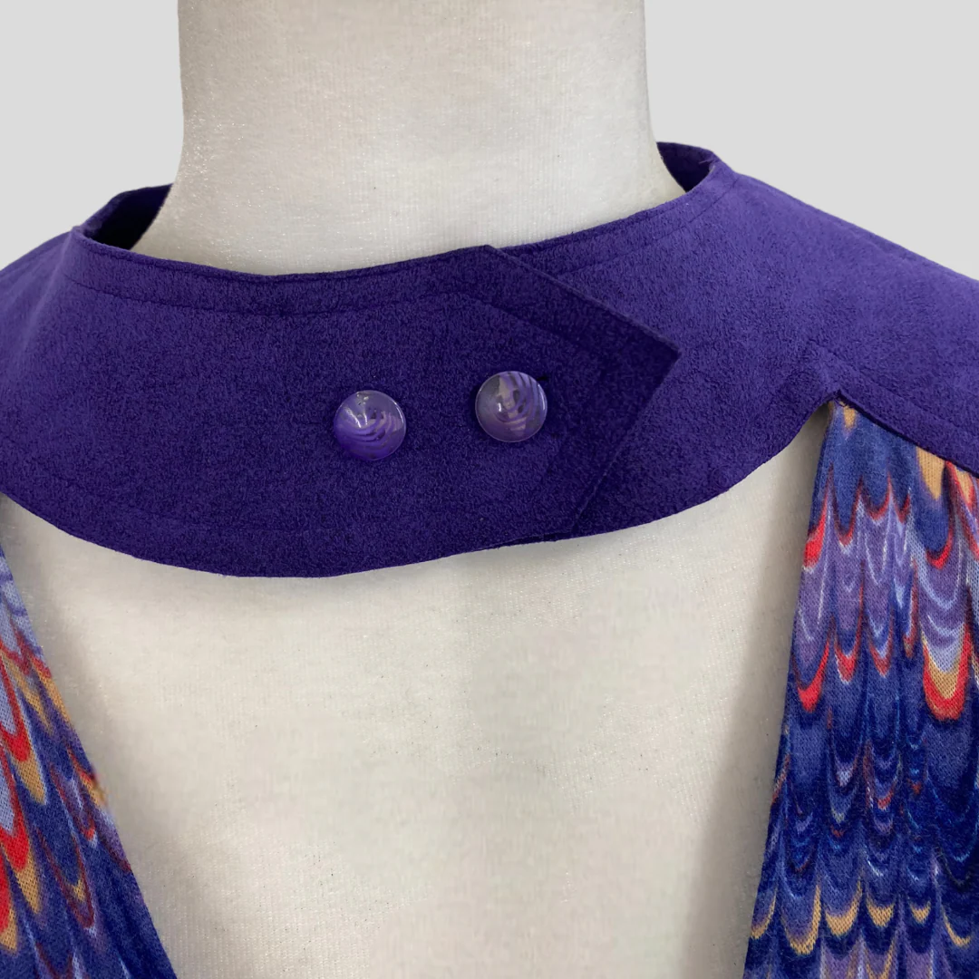 70s Purple Psychedelic Cutout Neck Shift Dress By Abe Schrader - Image 4
