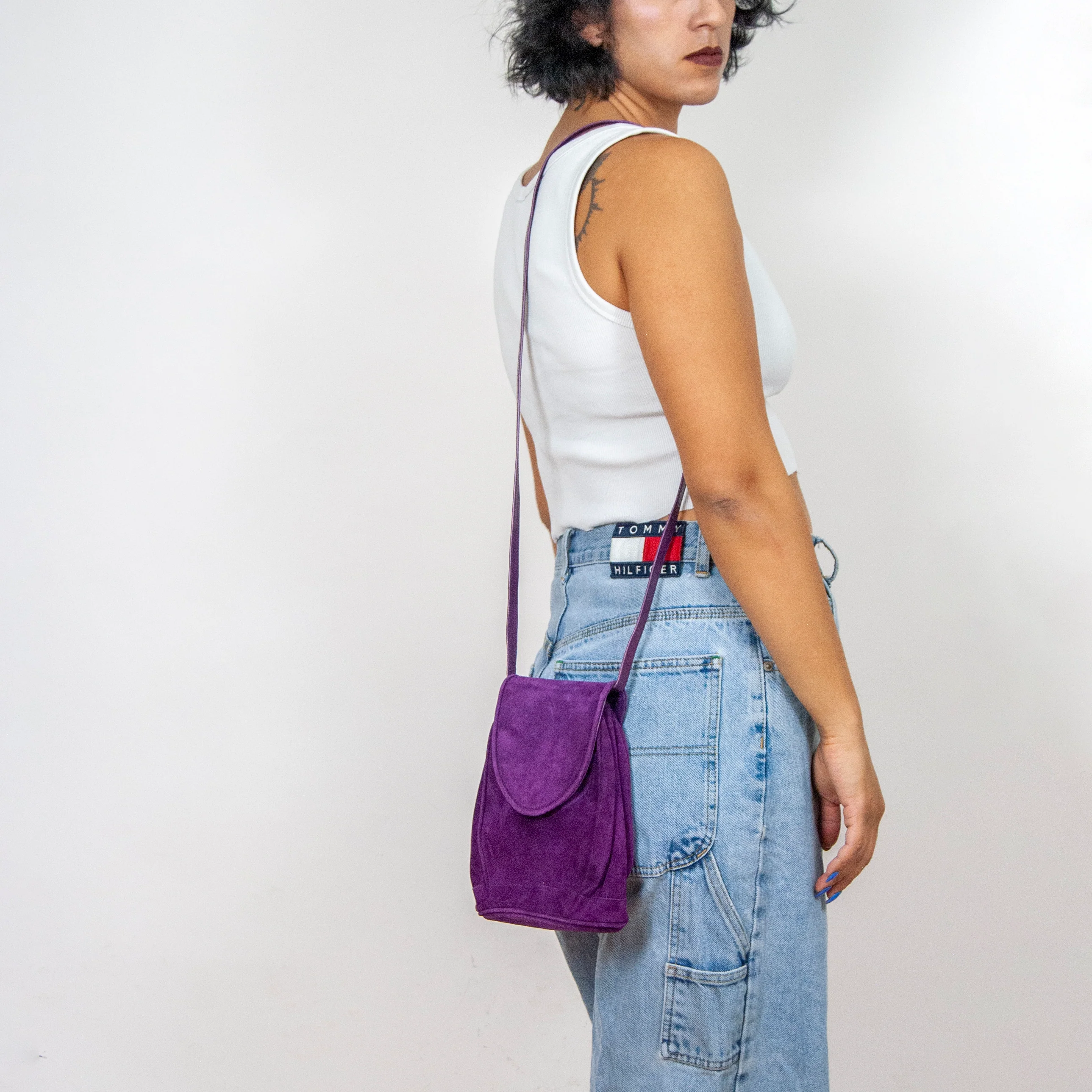 70s Purple Suede Stuart Weitzman Crossbody Purse By Stuart Weitzman - Image 2
