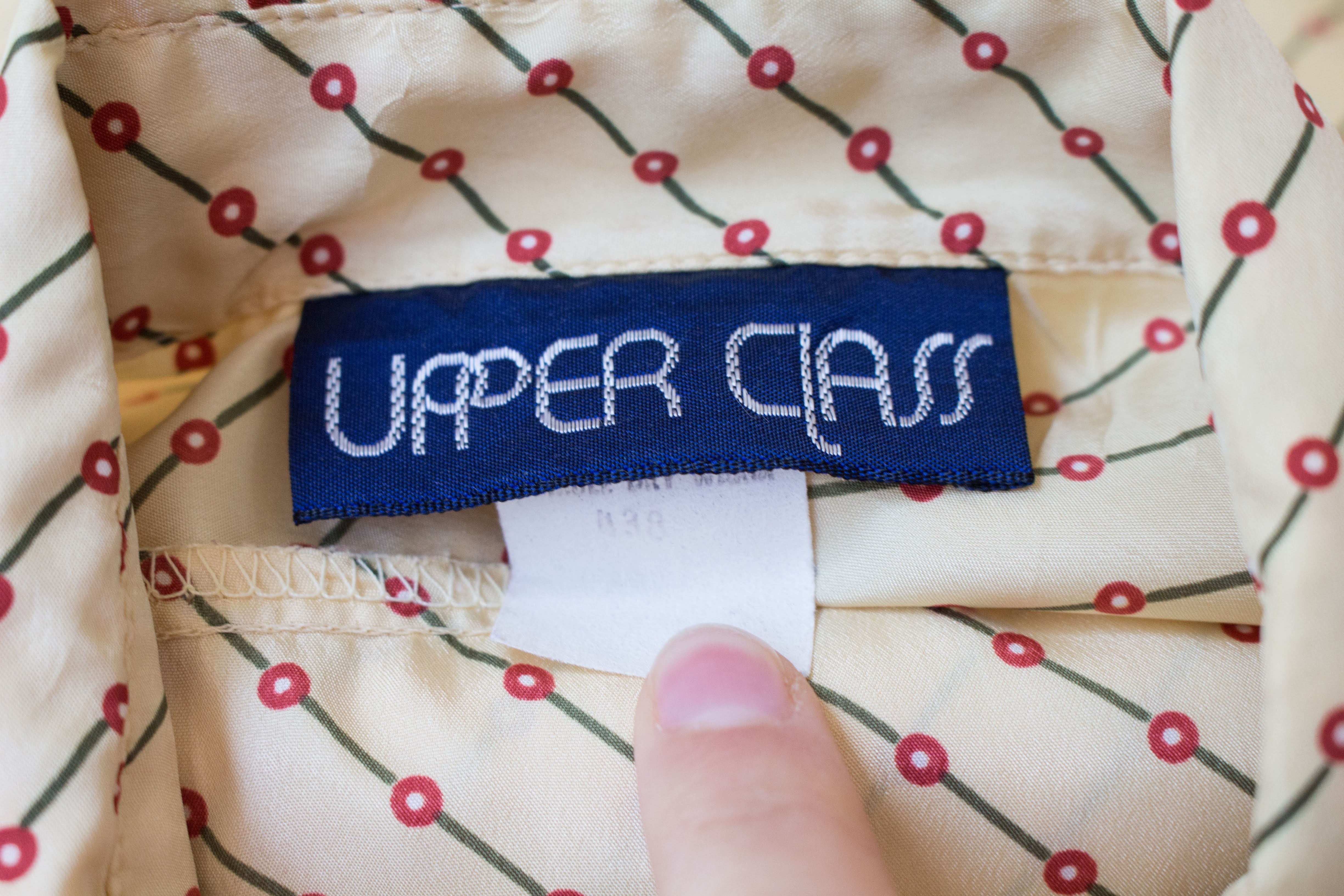 70s Pussy Bow Secretary Blouse With Geometric Pattern By Upper Class - Image 4