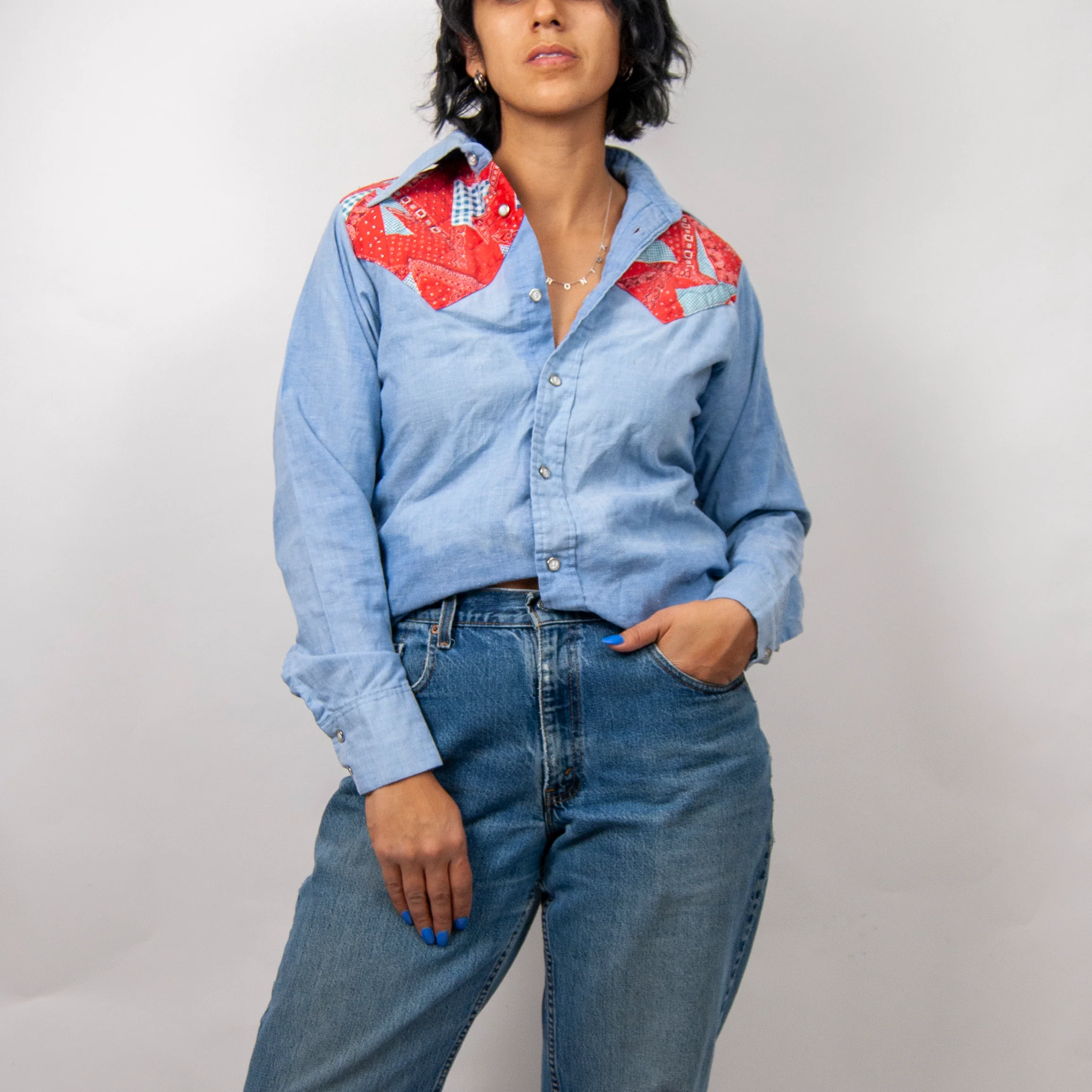 70s Quilted Bandana Western Button Down By The County Seat - Image 5