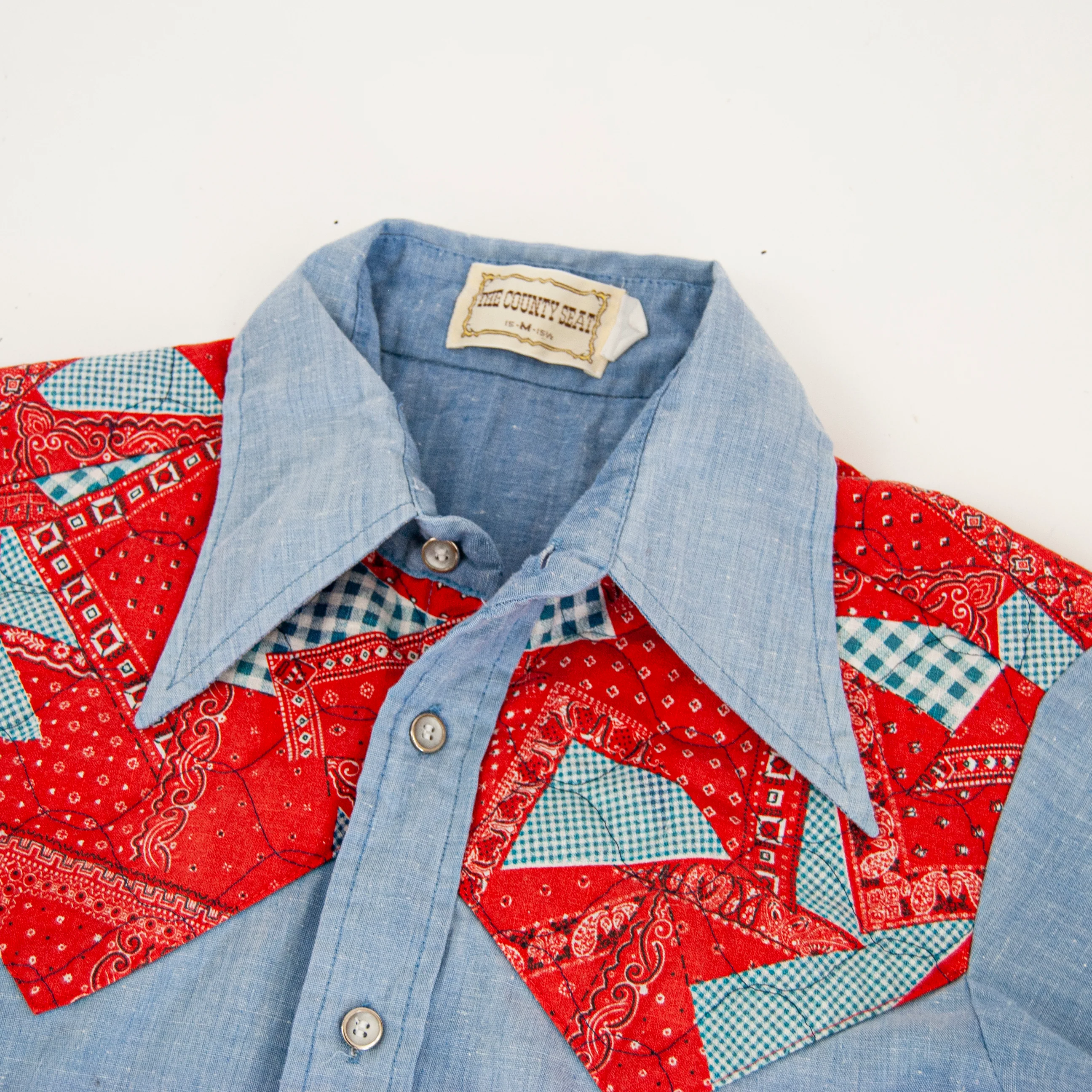 70s Quilted Bandana Western Button Down By The County Seat - Image 6