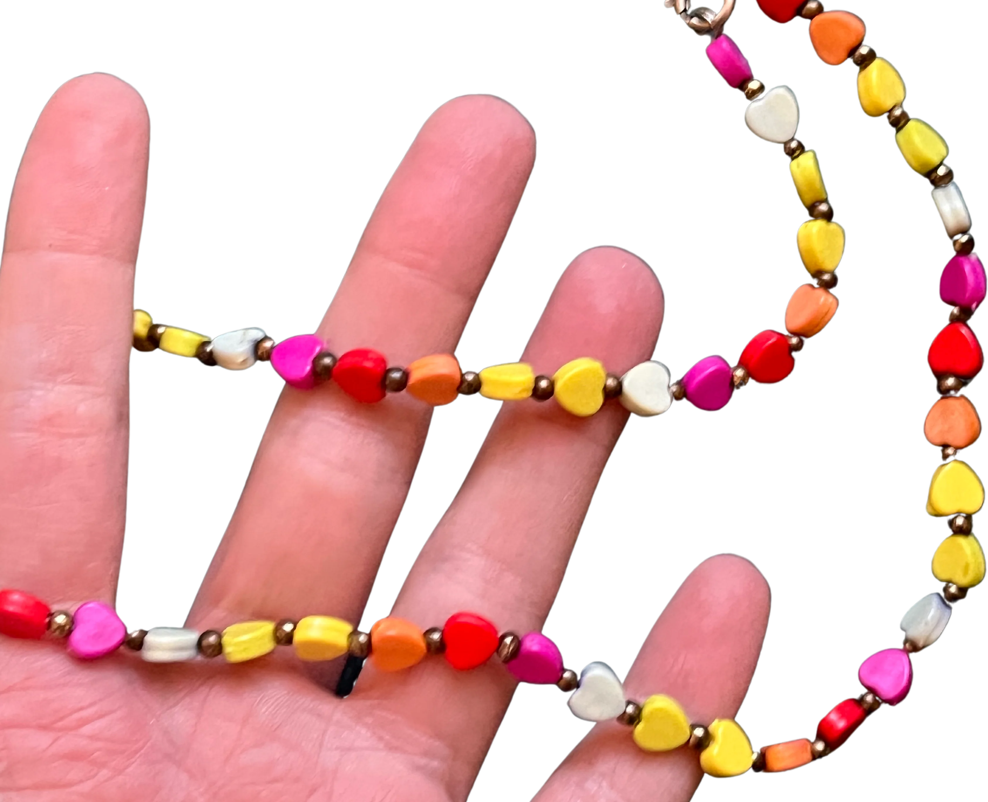 70s Rainbow Hearts Choker Necklace - Image 2