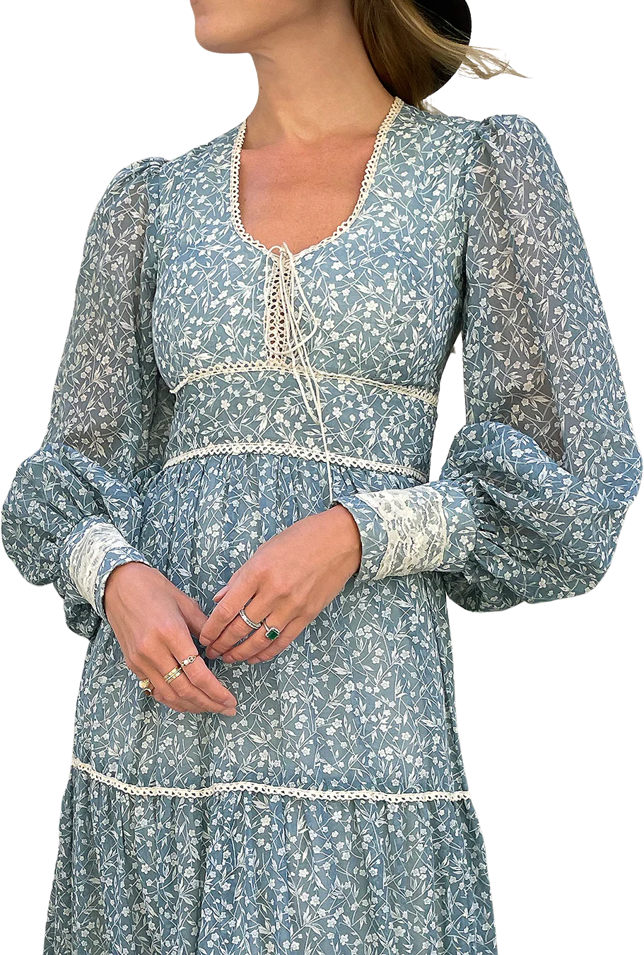 70s Rare 70s Gunne Sax Long Sleeve Maxidress | Xs-m By Gunne Sax - Image 2