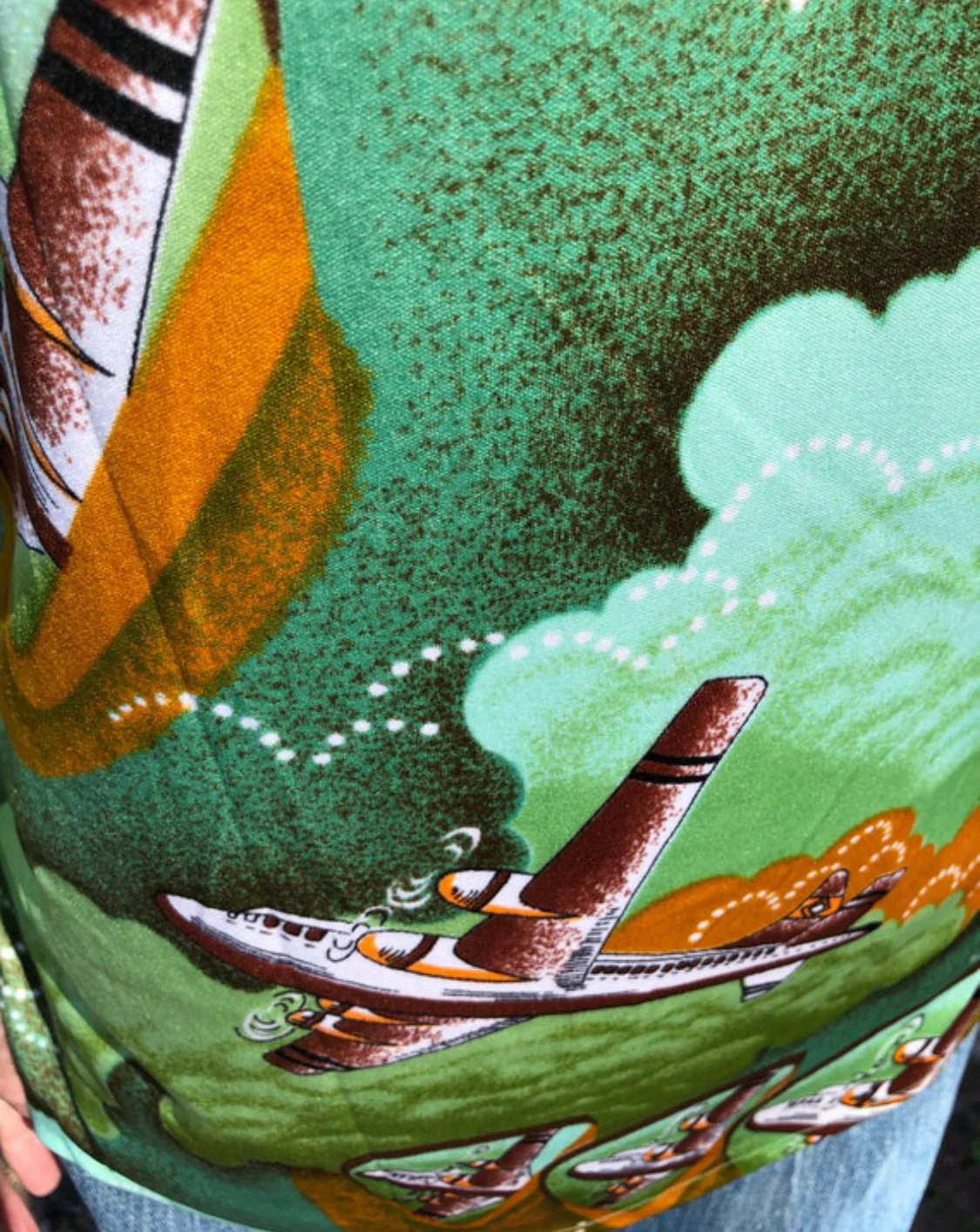 70s Rare Groovy Unisex Planes Shirt by Martini - Image 5