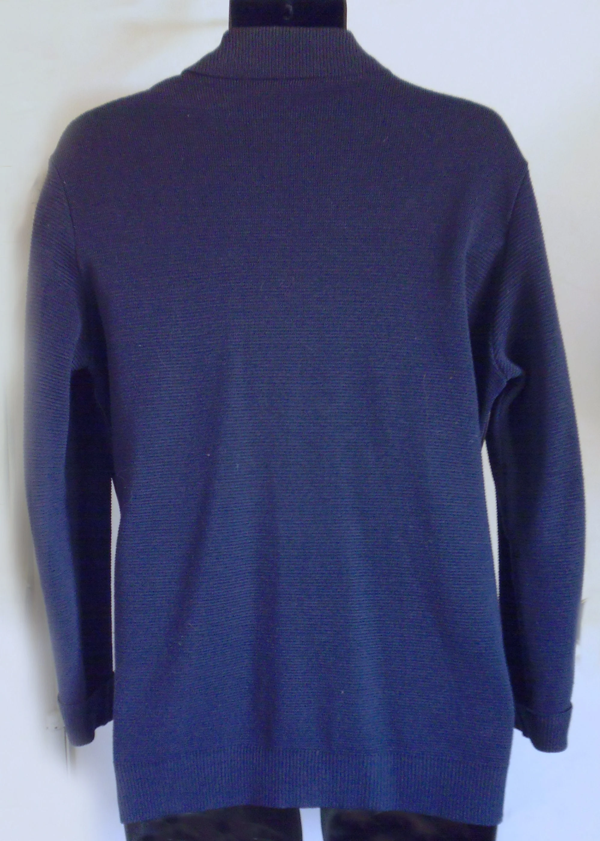 70s Rare Italian Knit Sweater with Leather Front Cardigan Mans Loop Collar L - Image 3