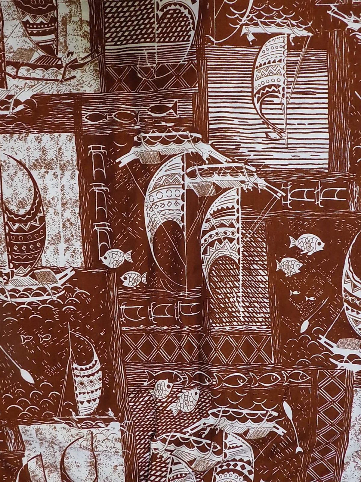 70s Rare Label Hrh His Royal Highness Cotton Hawaiian Shirt L Brown and White Loop Collar Mint by His Royal Highness - Image 5