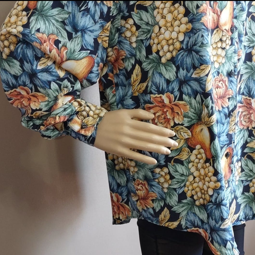 90's Rayon Puff Sleeve Tunic Top by Dockers - Image 3