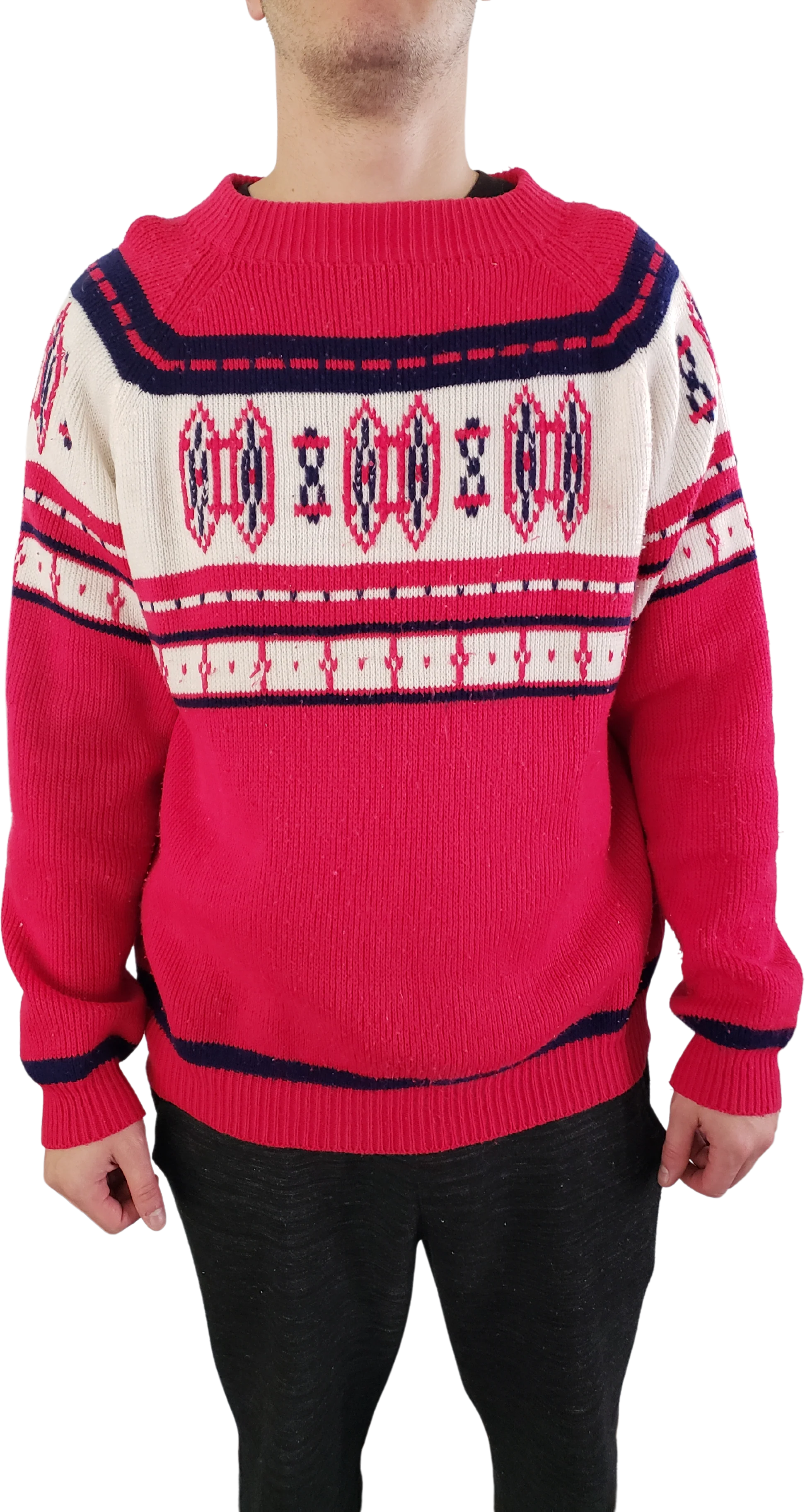 70s Red And White Classic Sweater By JCPenney