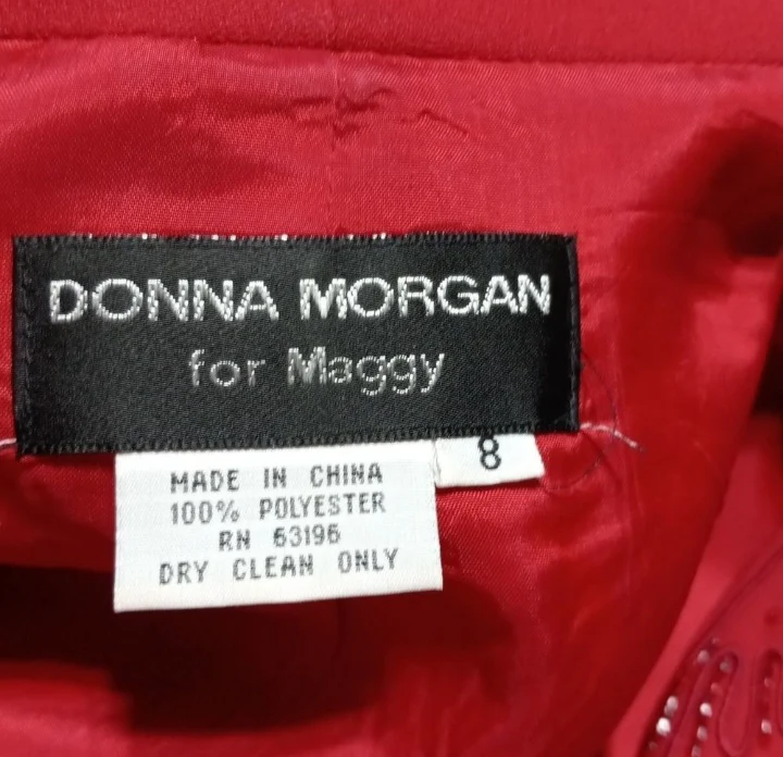 70s Red Beads Embroidery On The Collar/Sleeve Jacket by Donna Morgan by Maggy - Image 6
