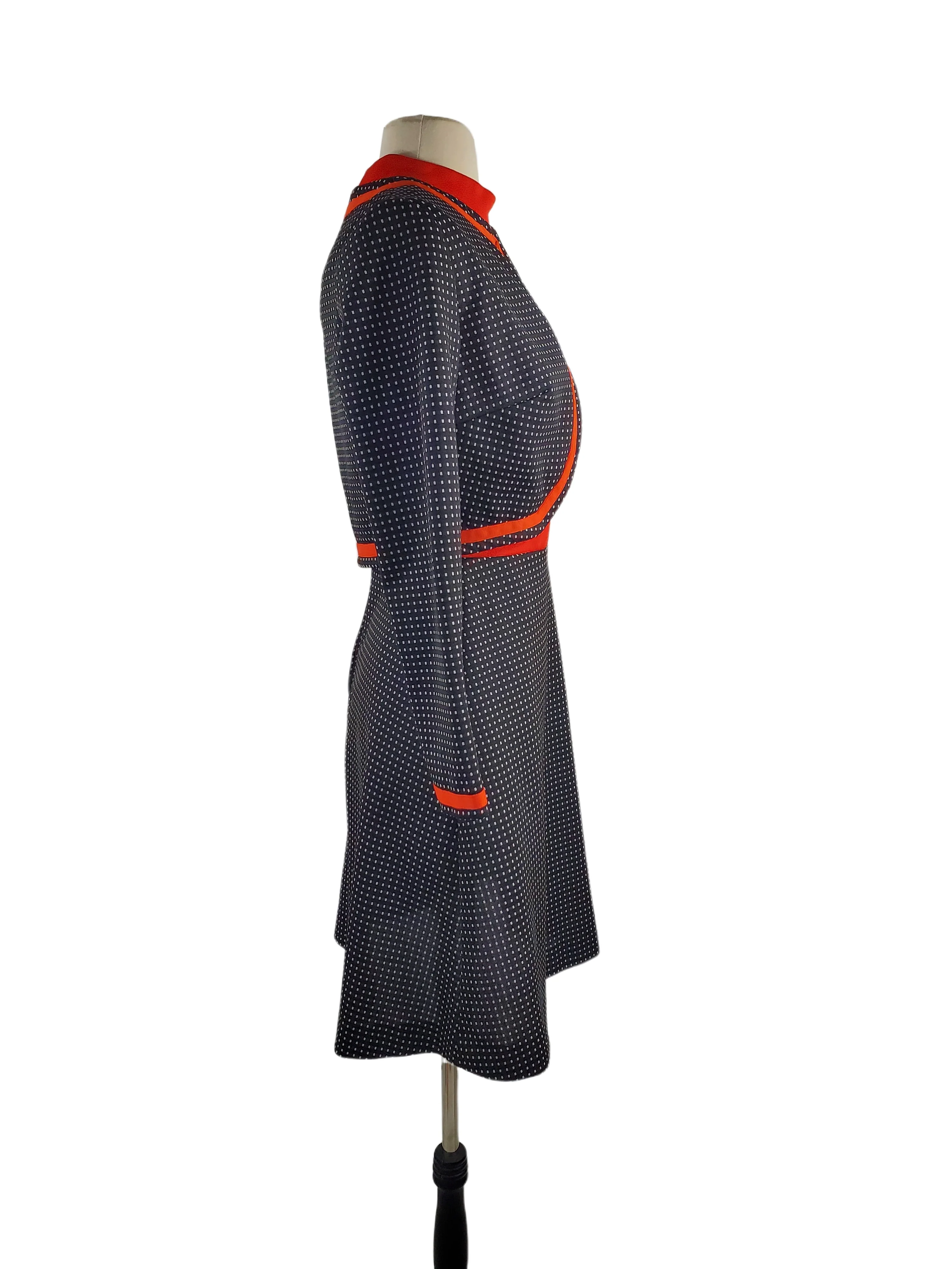 70s Red Black With White Polka Dot Dress Bolero Set By Barnsville - Image 4
