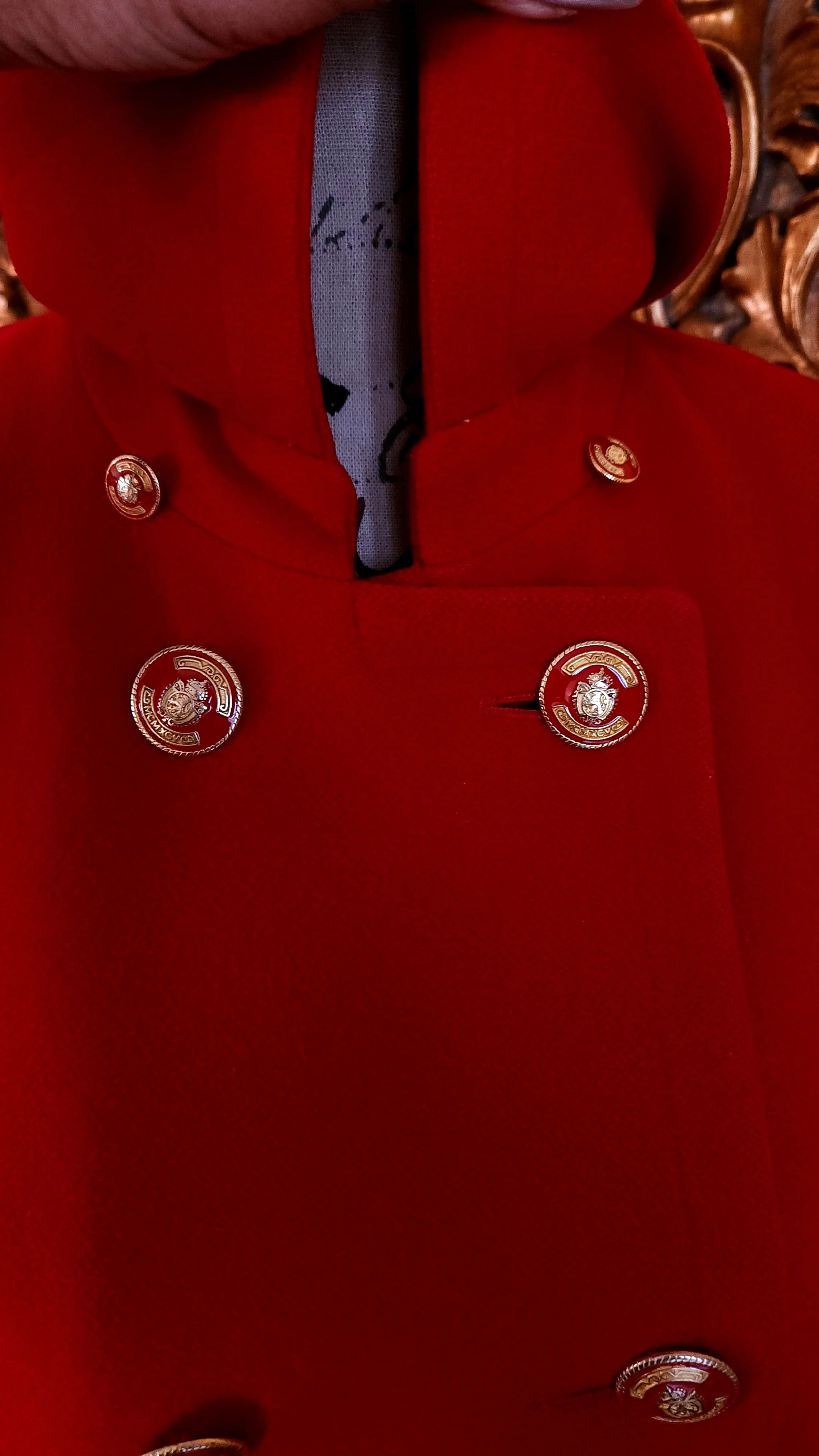 70s Red Doubled Breasted Cashmere Long Coat by Fleurette California - Image 6