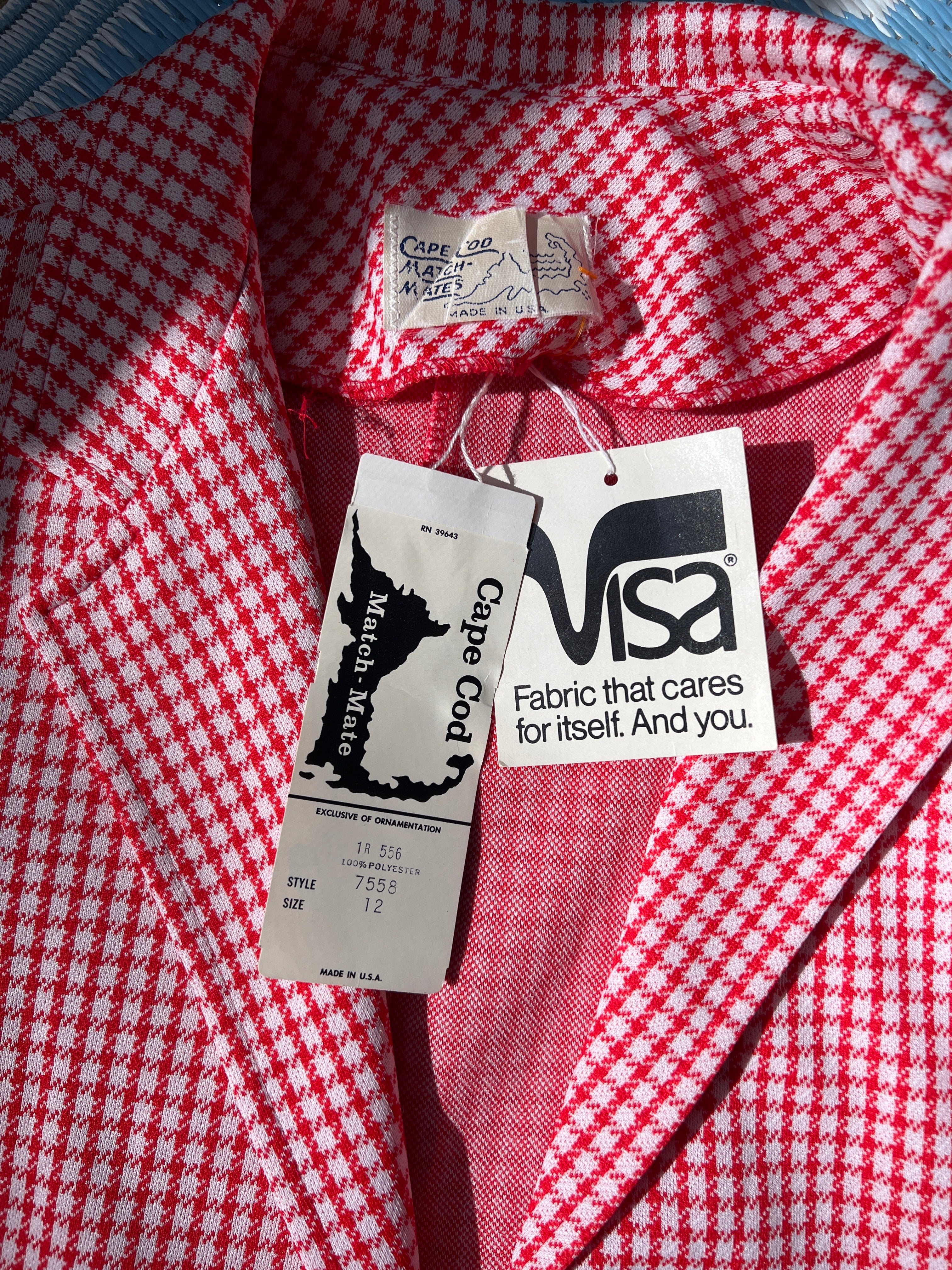 70s Red Houndstooth Blazer - Image 11
