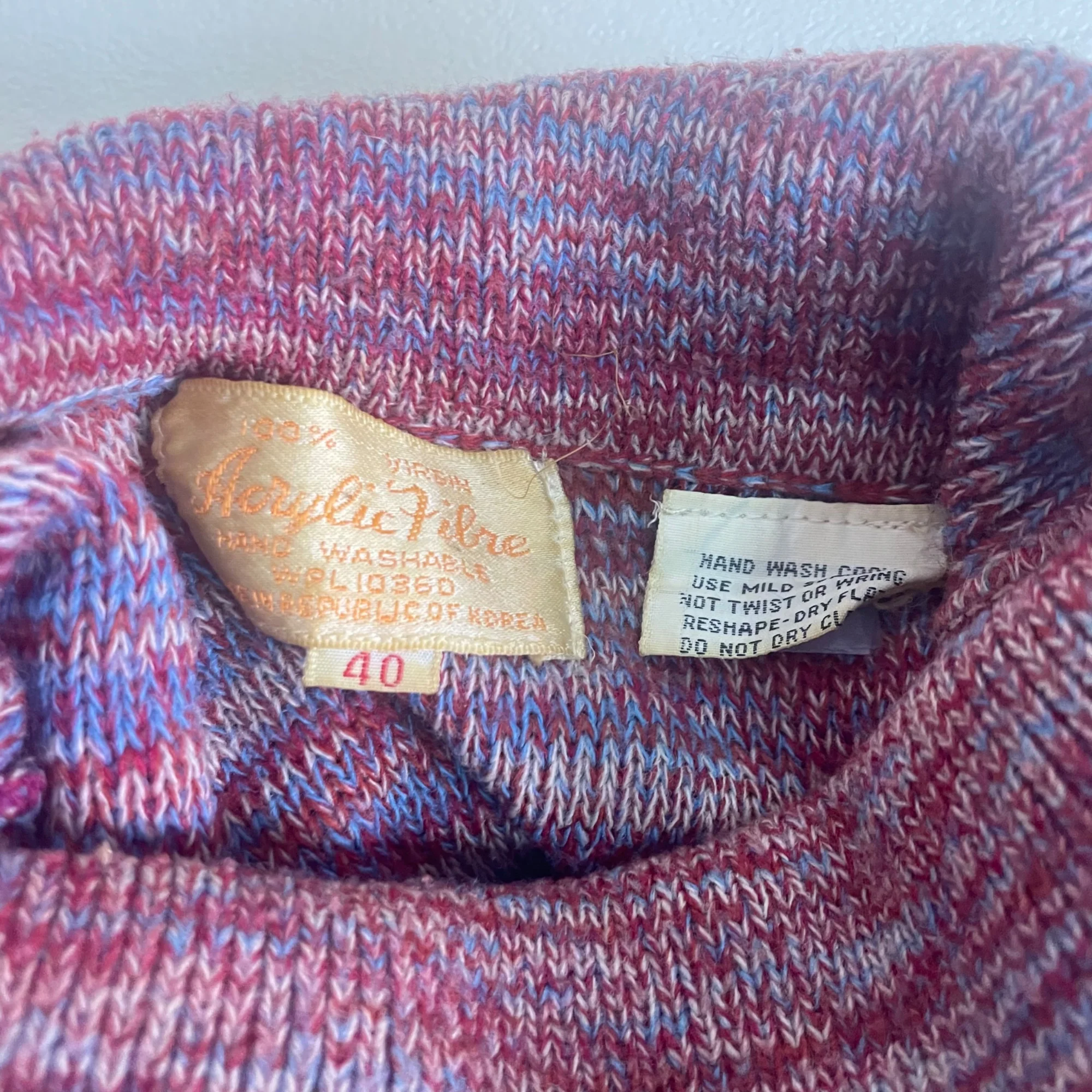 70s Red Multicolor Check Front Turtleneck Sweater - Image 7