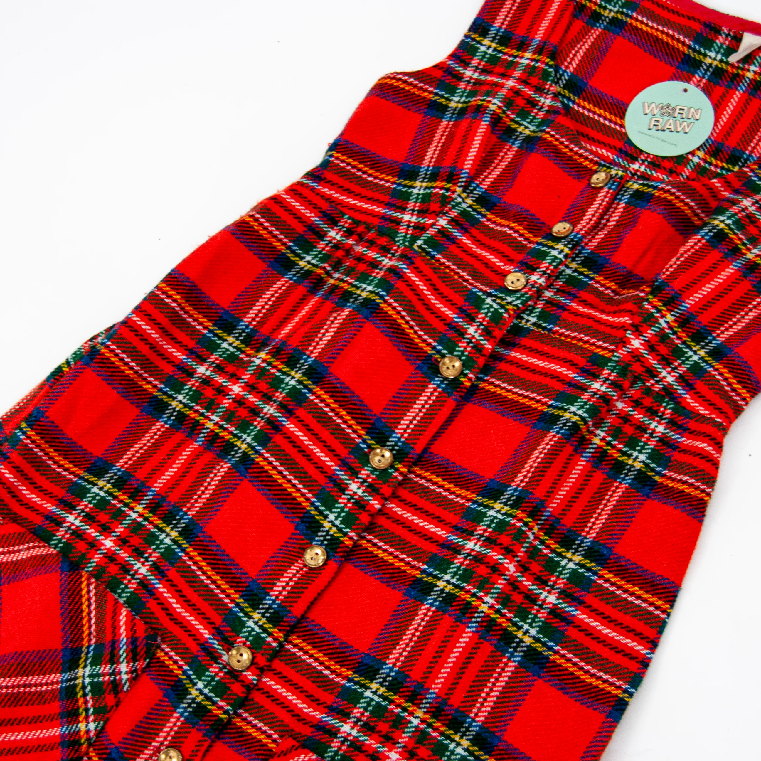 70s Red Plaid Sleeveless Maxi Dress / Xs - Image 6