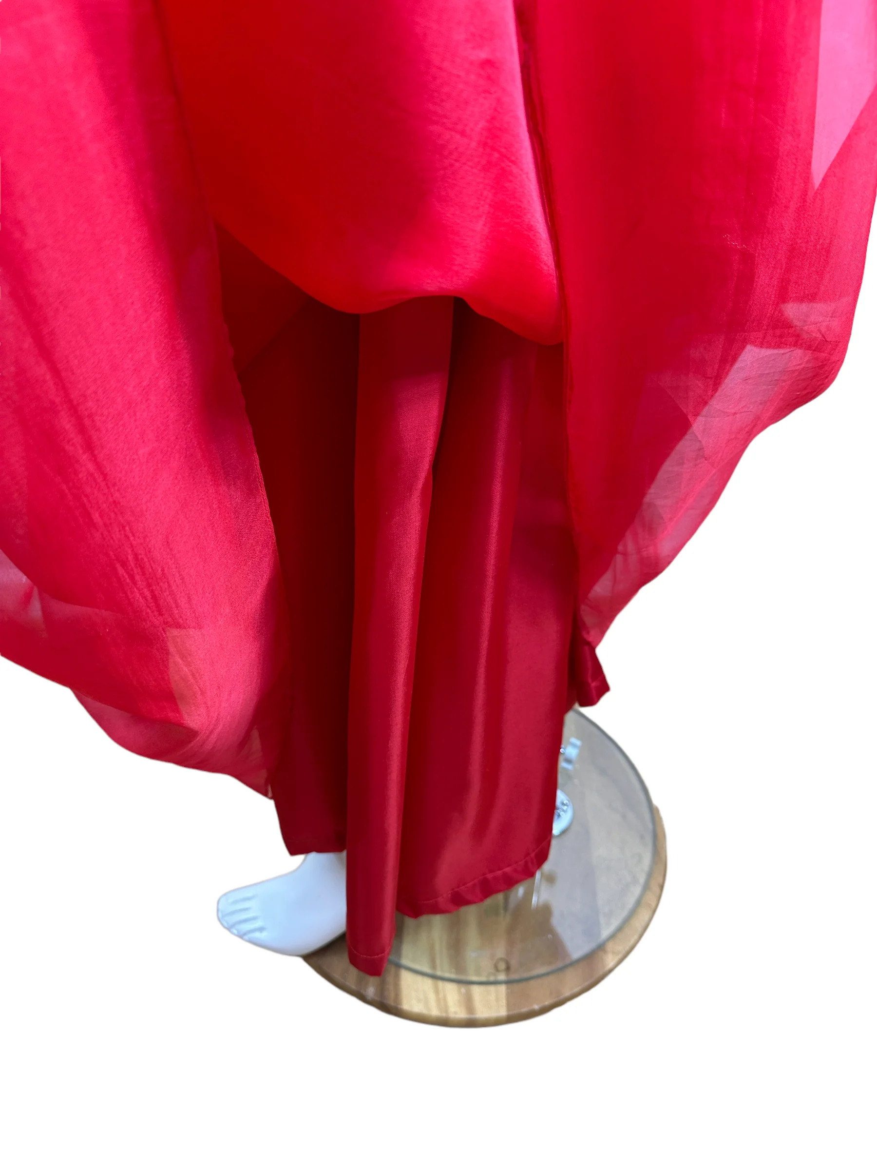 70s Red Silk One Shoulder Gown By Mollie Parnis - Image 9