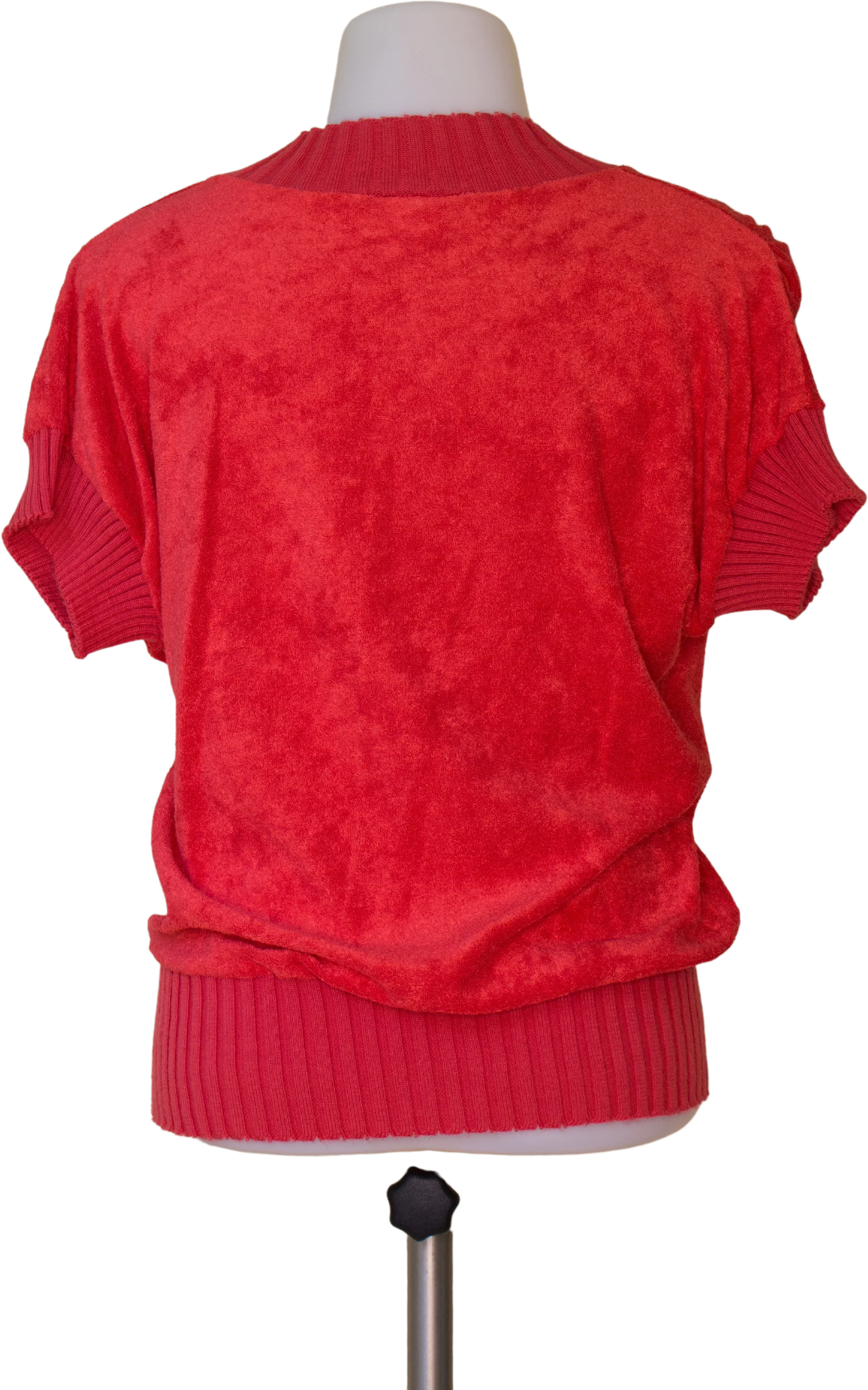 70s Red Terry Cloth Short Sleeve Top By Knit Knax - Image 2