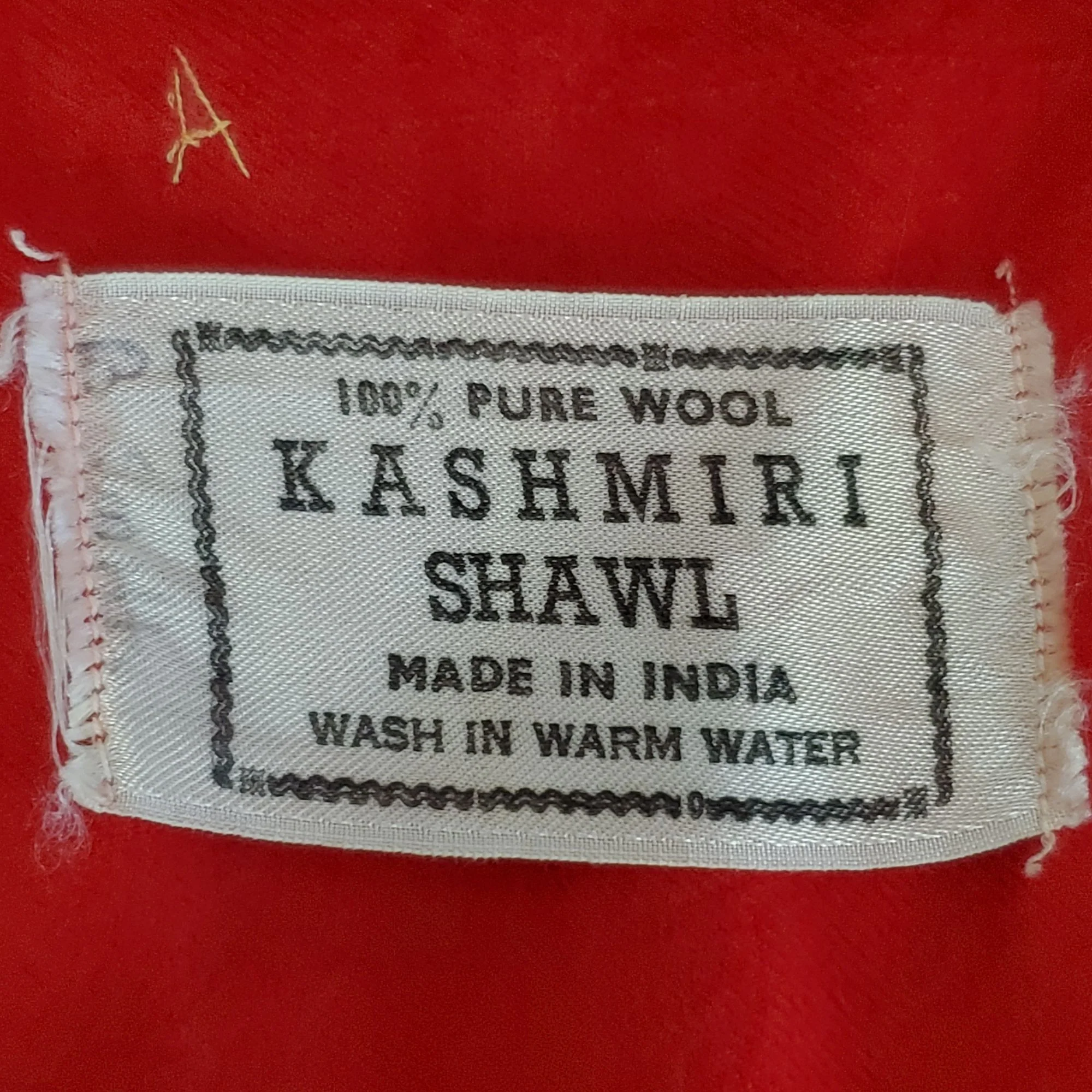 70s Red Wool Embroidered Floral Blanket Shawl Wrap By Kashmiri Shawl - Image 10