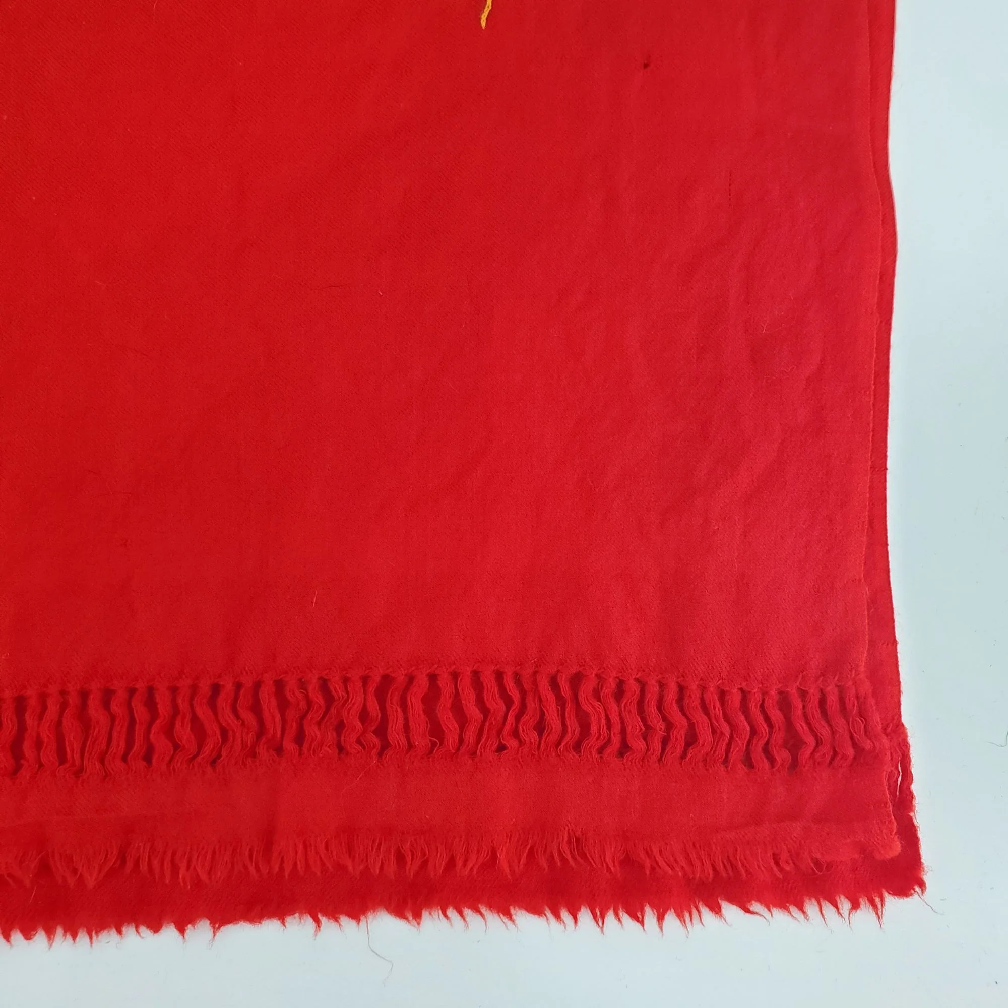 70s Red Wool Embroidered Floral Blanket Shawl Wrap By Kashmiri Shawl - Image 4