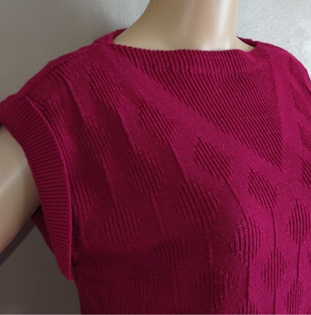 70's Berry Red Boat Neck Sweater by Keneth Too! - Image 3