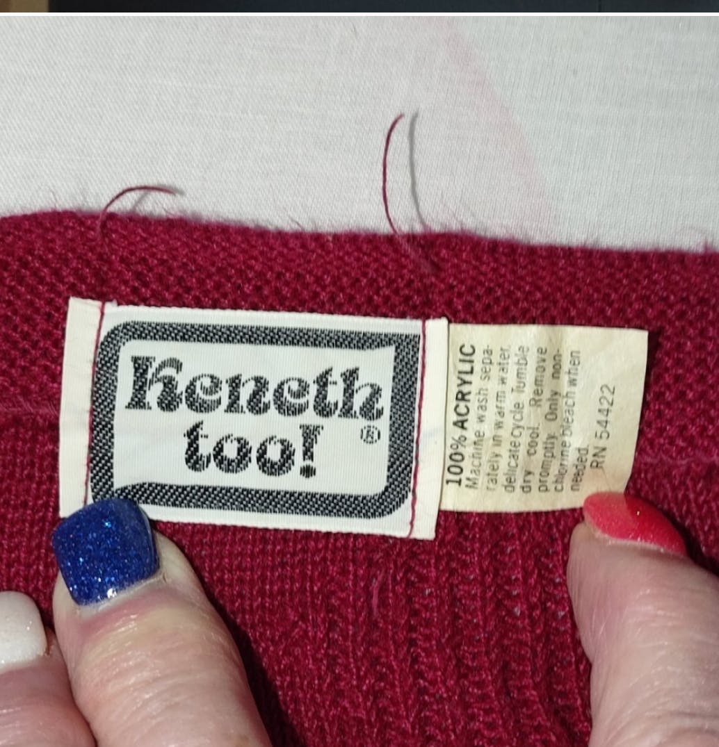 70's Berry Red Boat Neck Sweater by Keneth Too! - Image 6